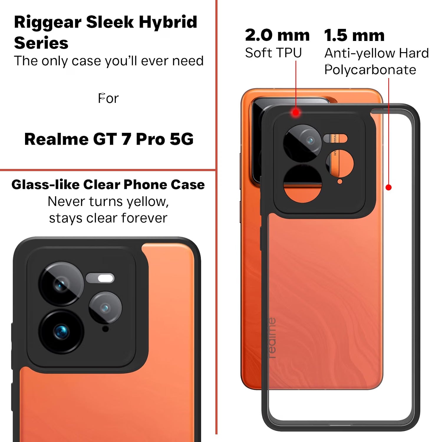 Realme GT 7 Pro 5G Back Cover Case | Sleek Hybrid - Clear Black