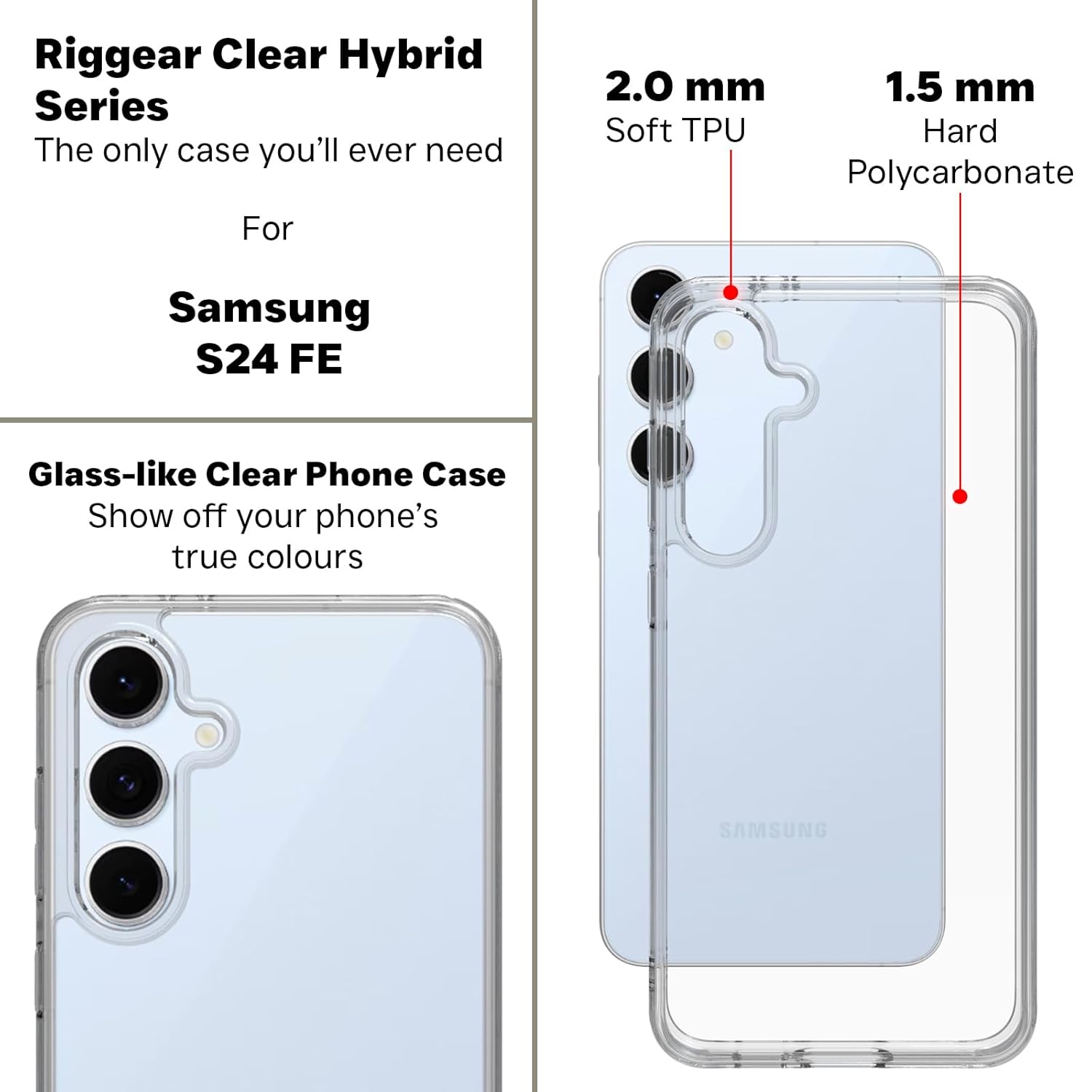 Samsung Galaxy S24 FE Back Cover Case | Sleek Hybrid- Clear