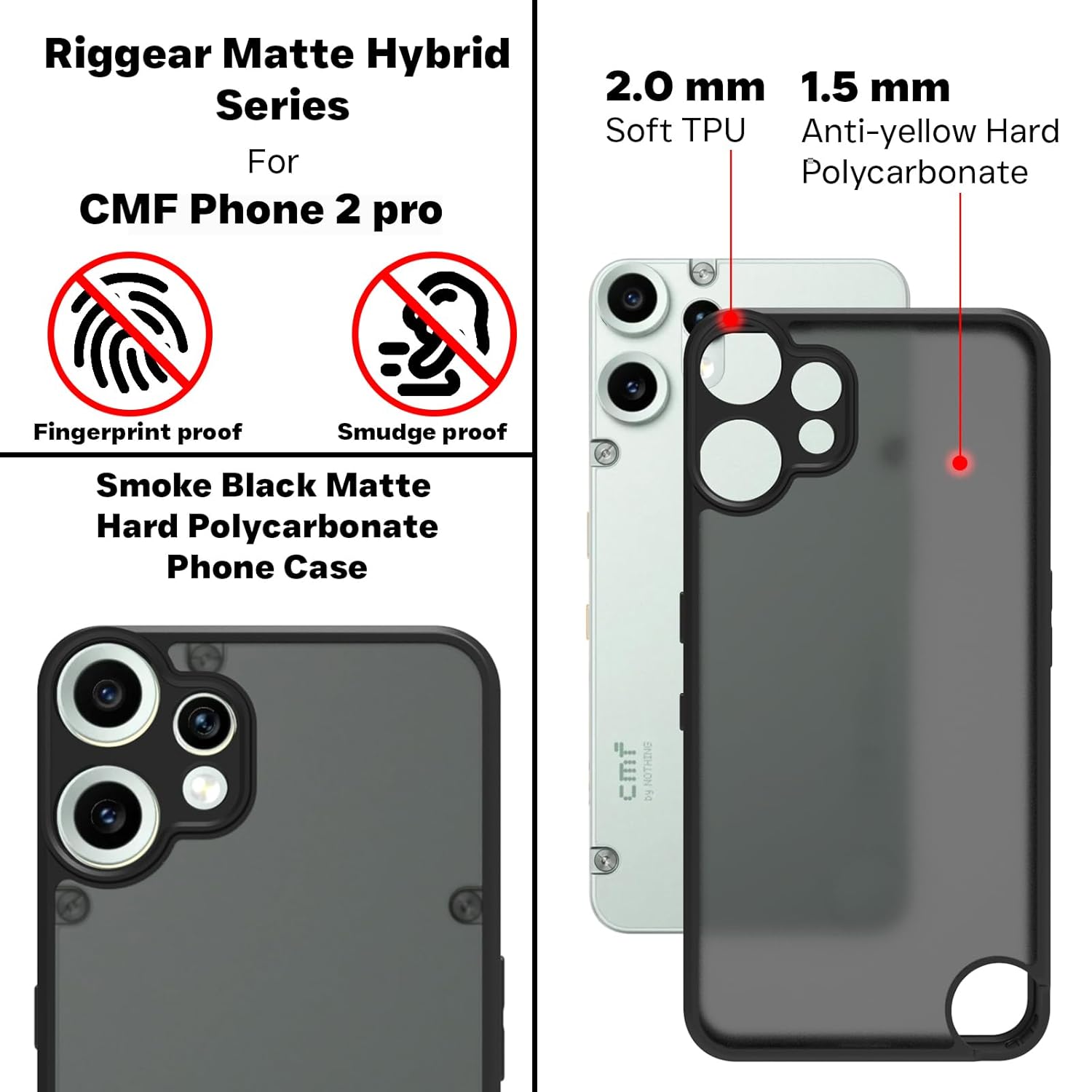 CMF Phone 2 Pro 5G Back Cover Case | Sleek Hybrid - Matte Black