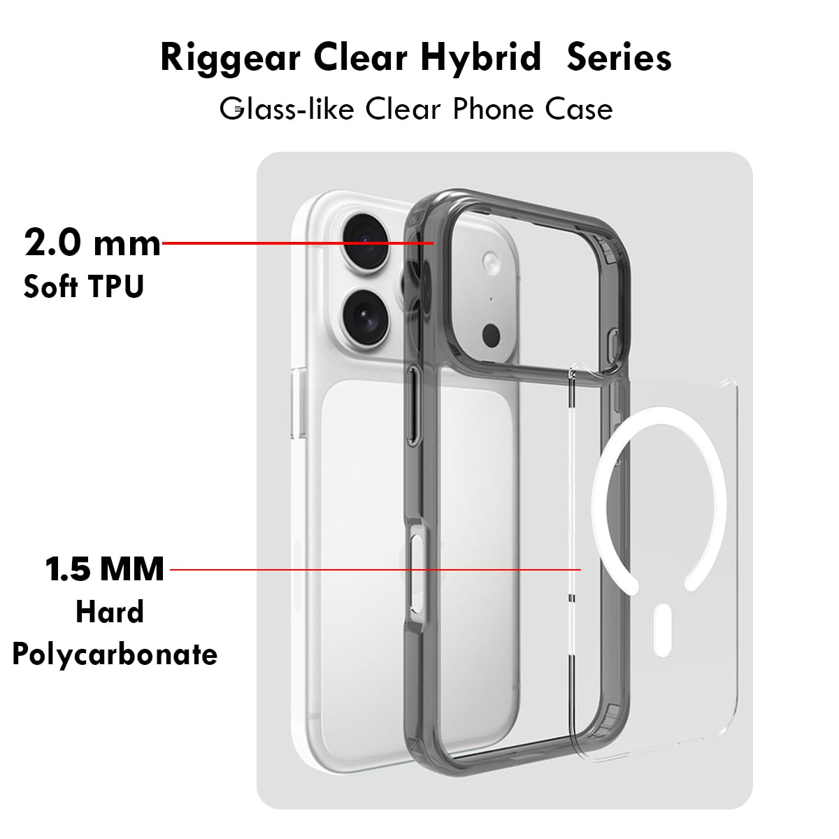 iPhone 17 Pro Back Cover Case | Clear Hybrid - Clear Smoke Magnetic