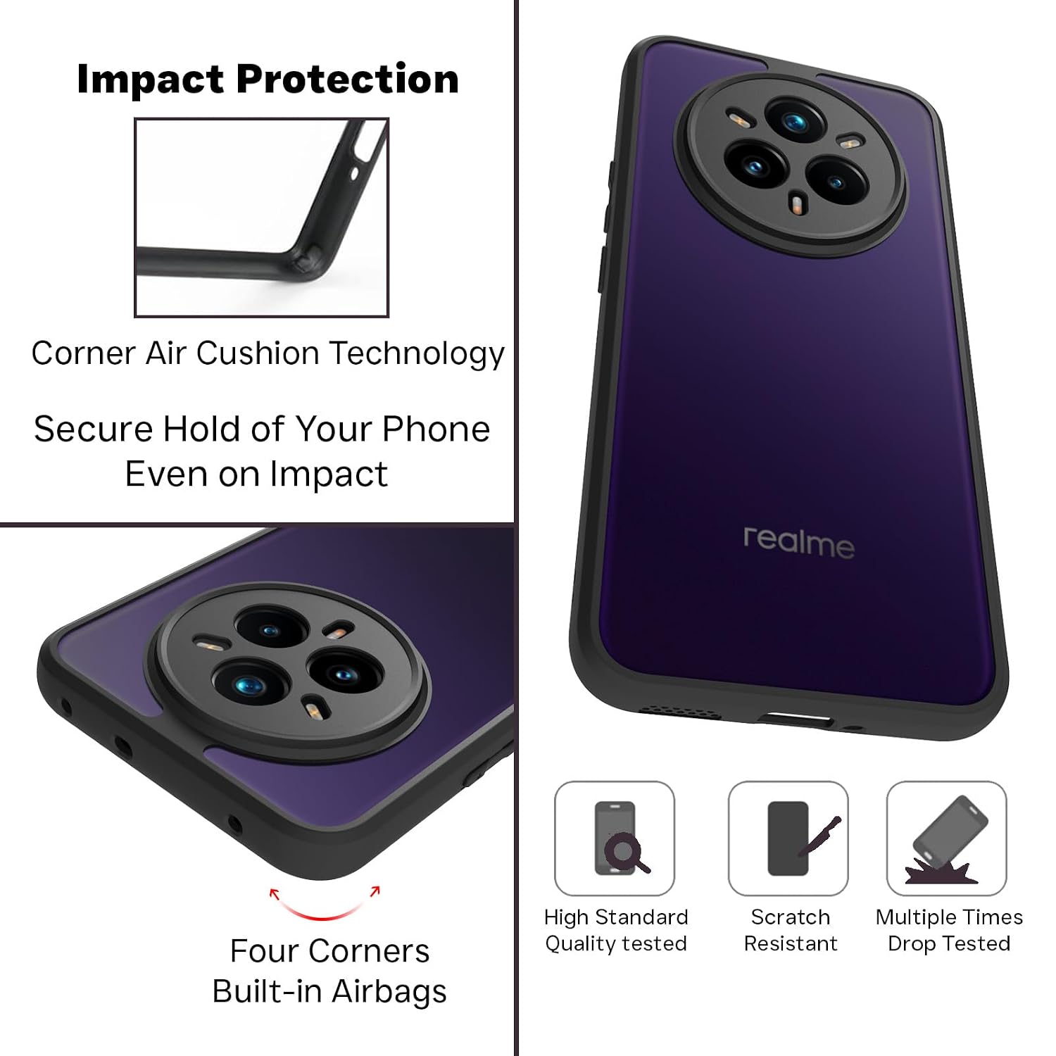 Realme 14 Pro Plus 5G Back Cover Case | Sleek Hybrid - Matte Black