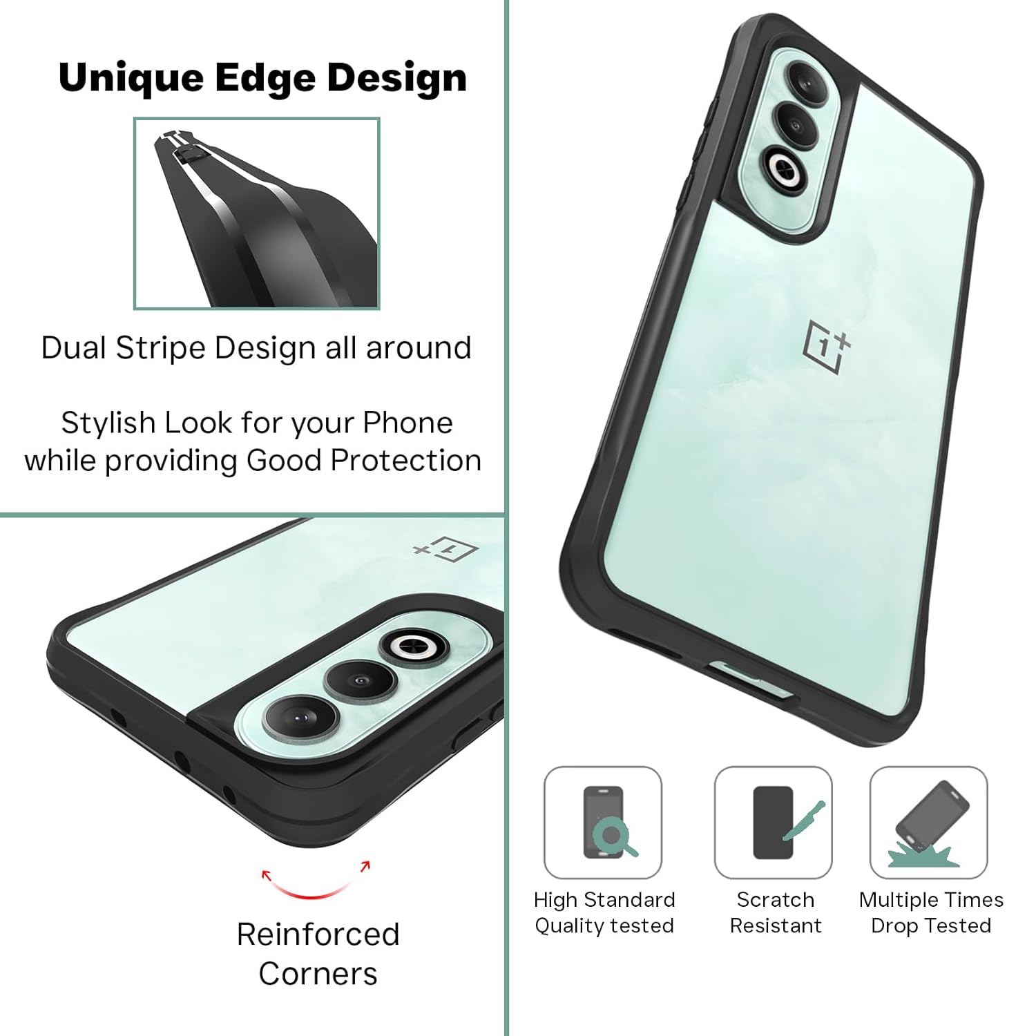 OnePlus Nord CE4 5G Back Cover Case | Tough Hybrid - Clear Black