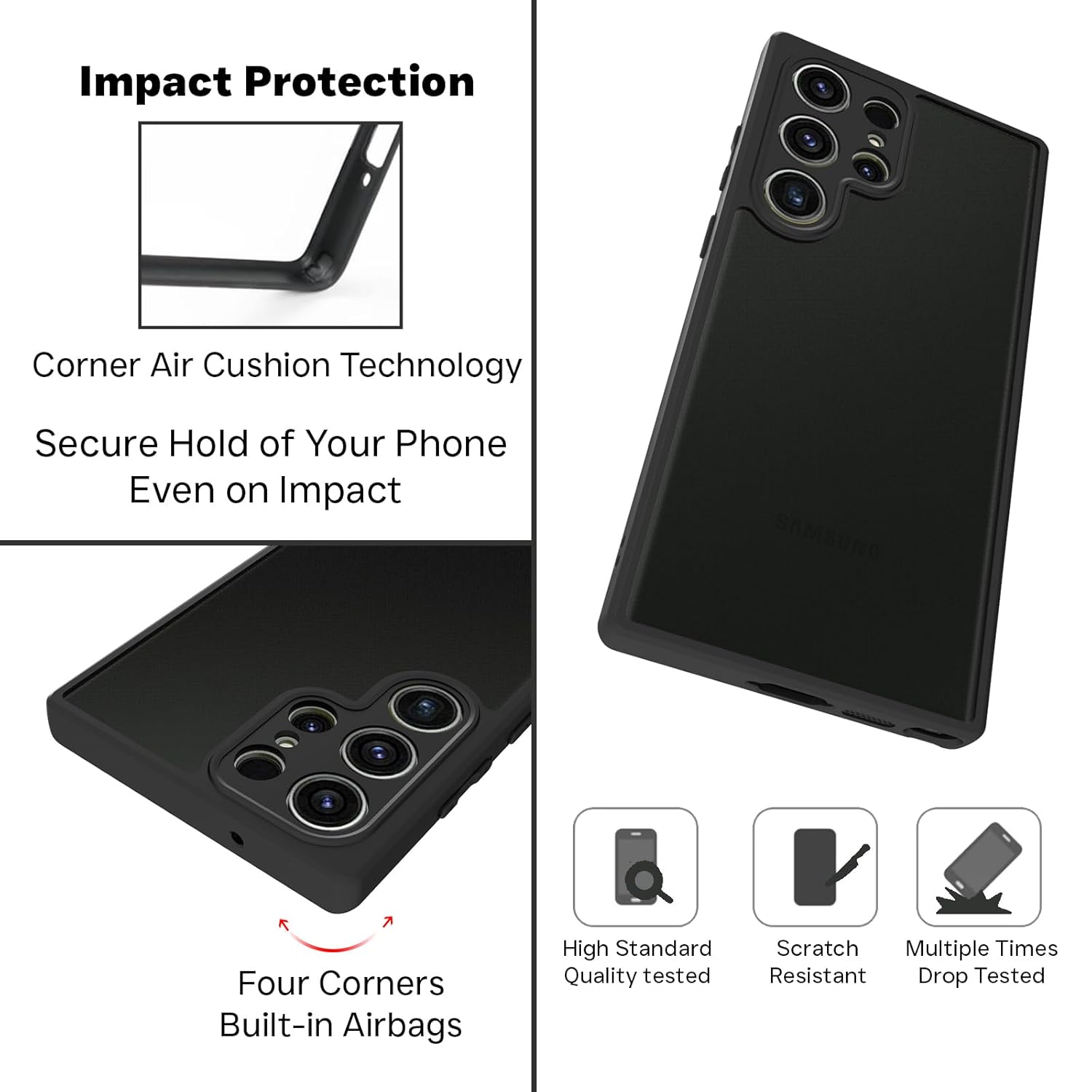 Samsung Galaxy S23 Ultra Back Cover Case | Sleek Hybrid - Matte Black