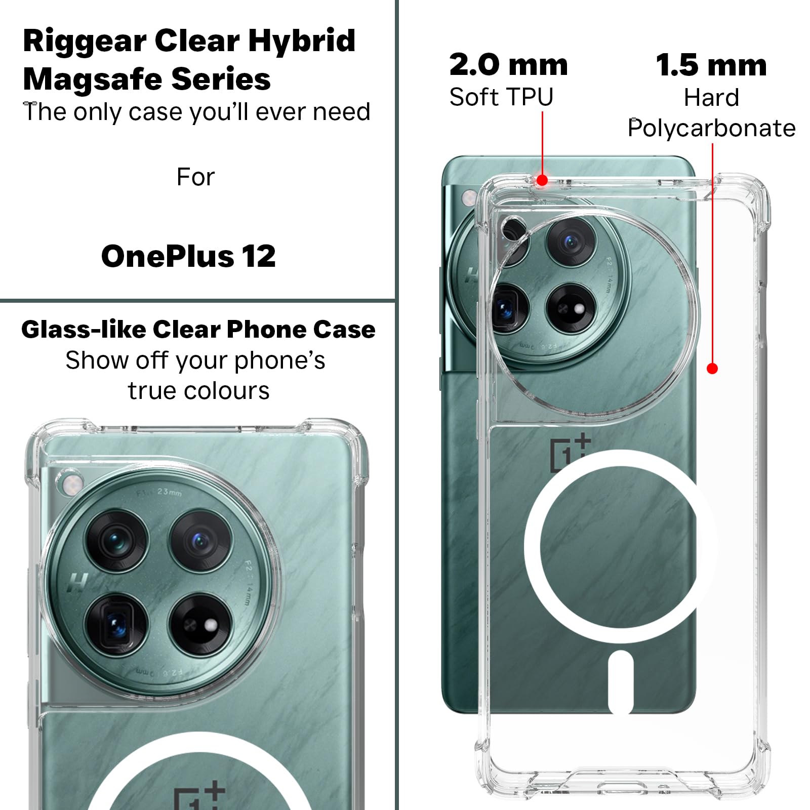 OnePlus 12 Back Cover Case | Clear Hybrid - Clear Transparent Magnetic