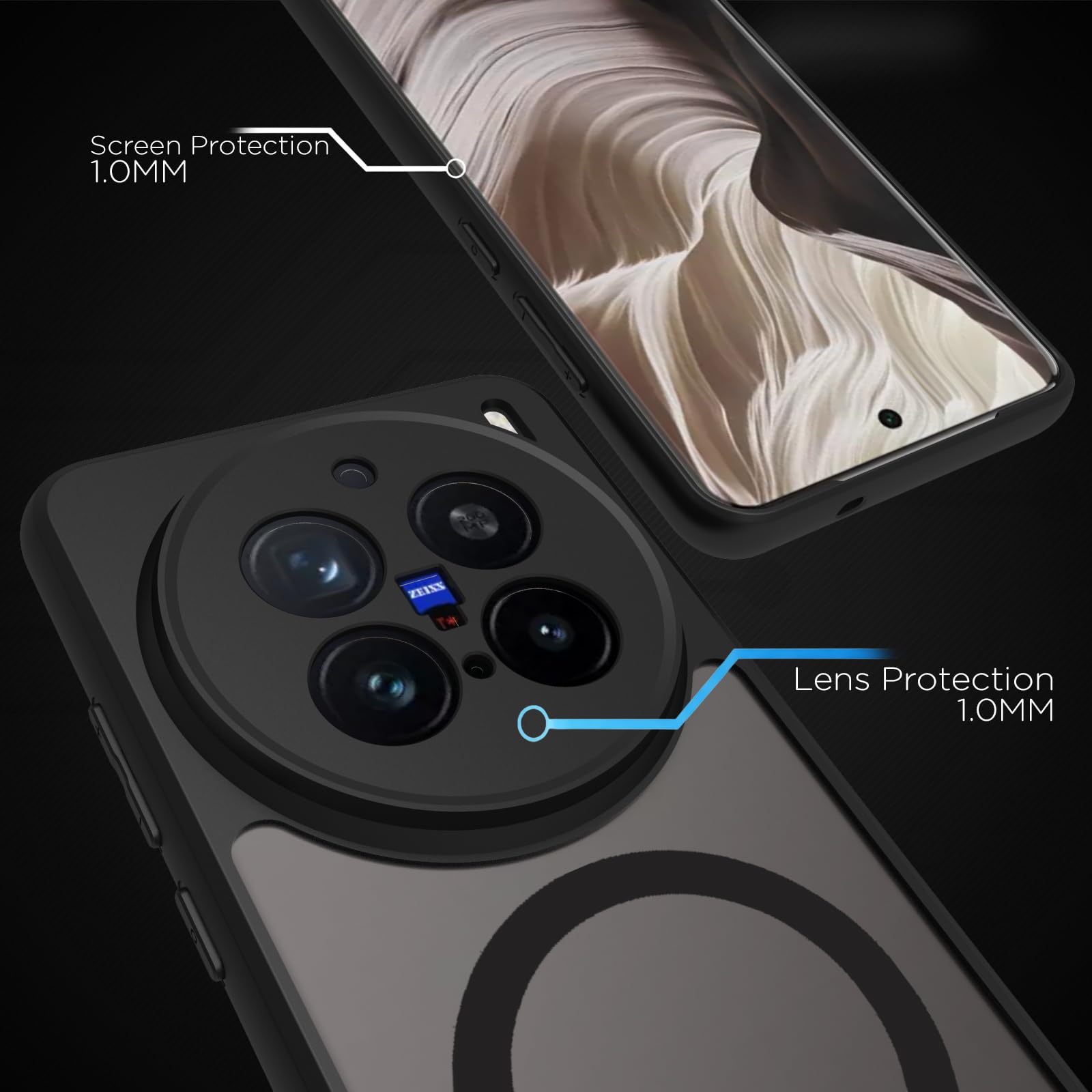 Vivo X200 Pro 5G Back Cover Case | Sleek Hybrid - Matte Black Magnetic