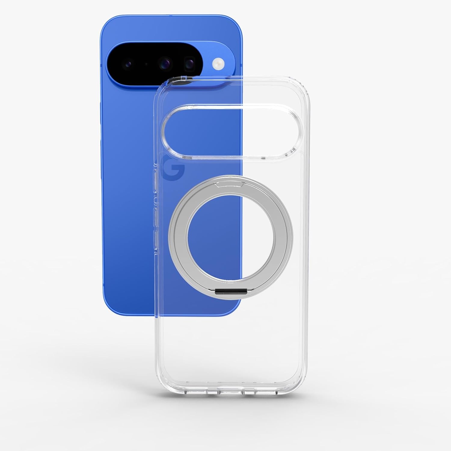 Google Pixel 10 / 10 Pro Ring Stand Back Cover Case | Clear Hybrid - Clear Smoke Magnetic