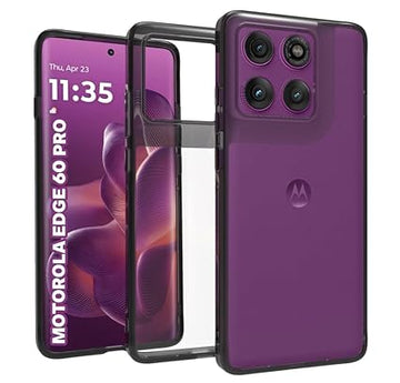 Motorola Edge 60 Pro Back Cover Case| Clear Hybrid - Clear Black