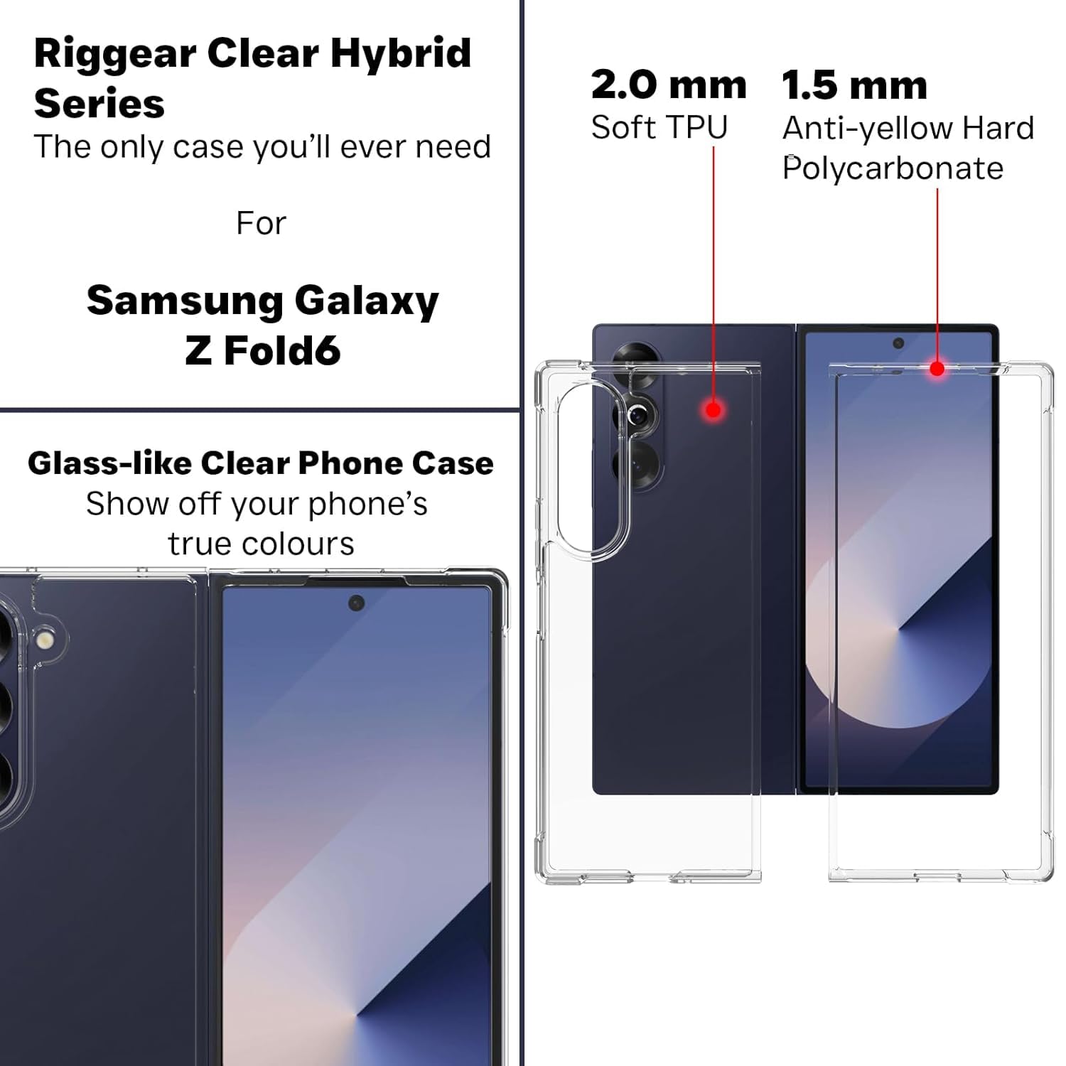 Samsung Galaxy Z Fold 6 Back Cover Case | Clear Hybrid - Transparent