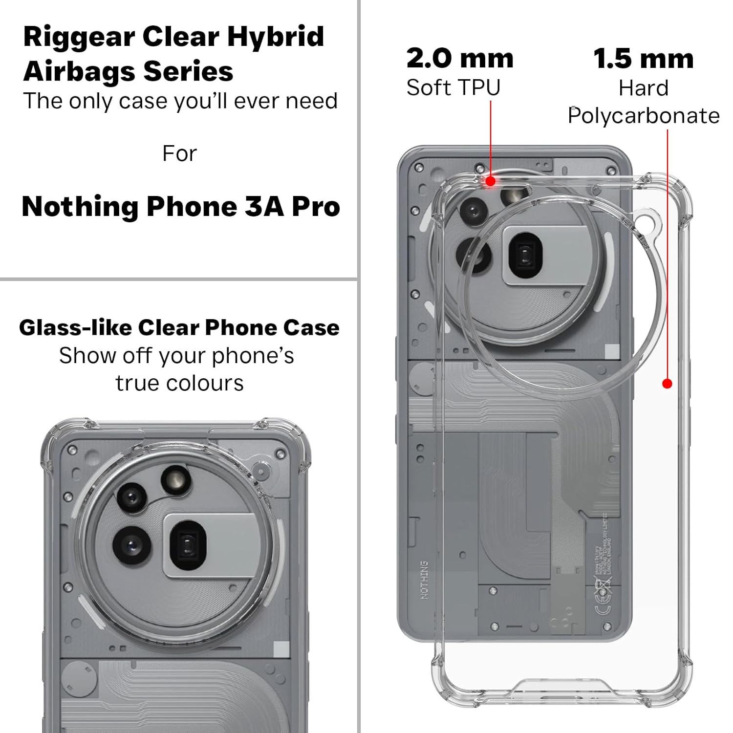 Nothing Phone 3a Pro Back Cover Case | Clear Hybrid - Clear Transparent