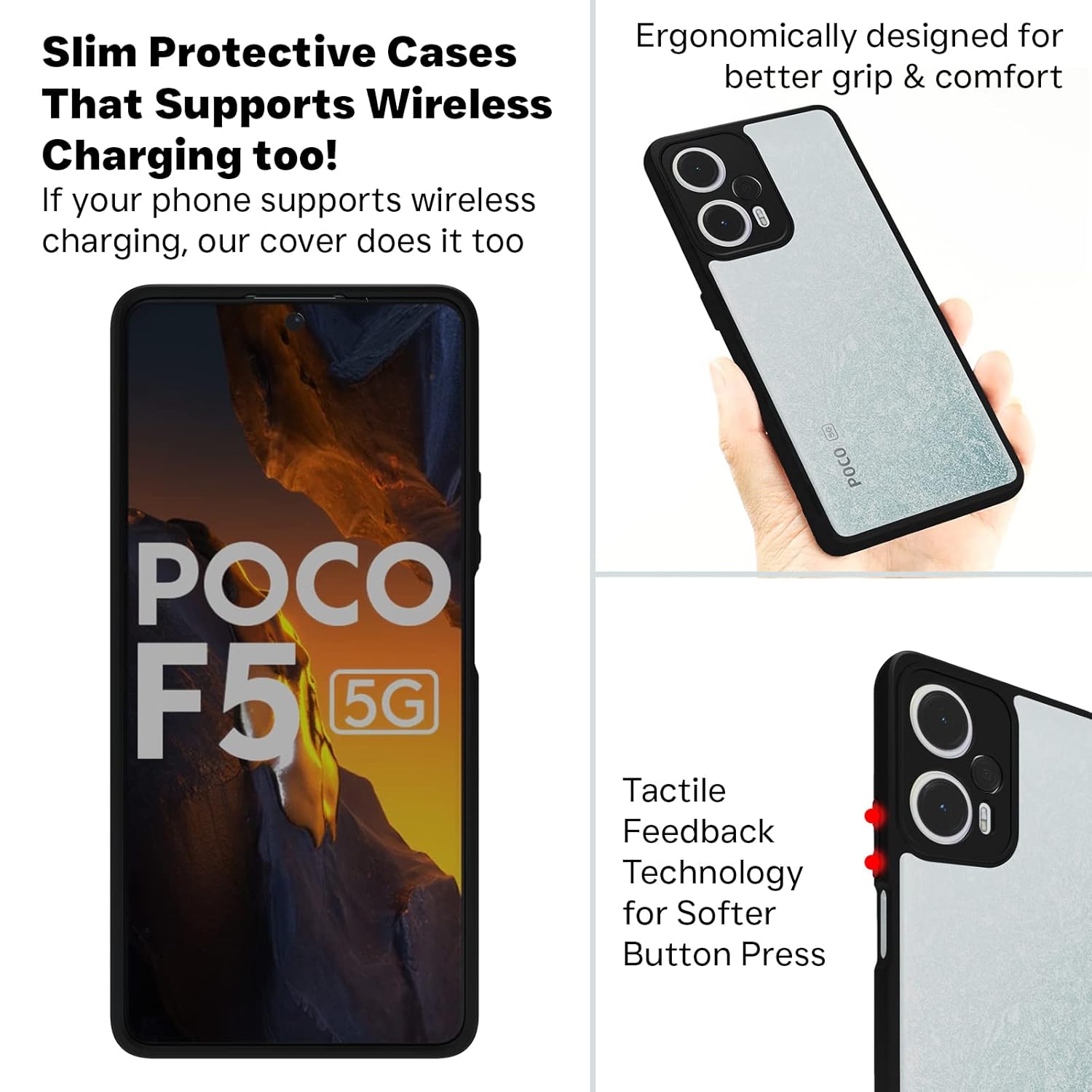 Poco F5 5G Back Cover Case | Sleek Hybrid - Clear Black