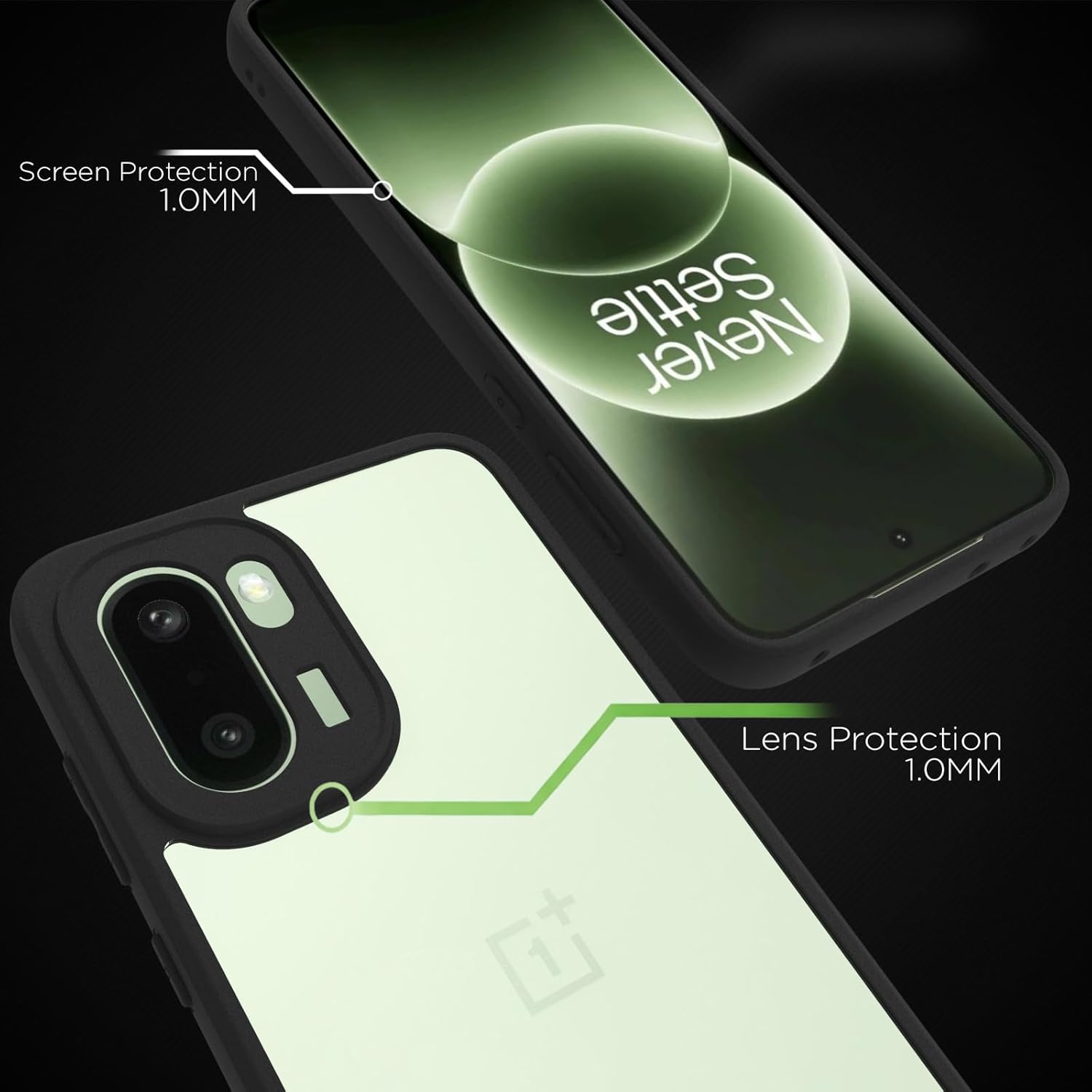 OnePlus 15R 5G Back Cover Case |  Sleek Hybrid - Clear Black