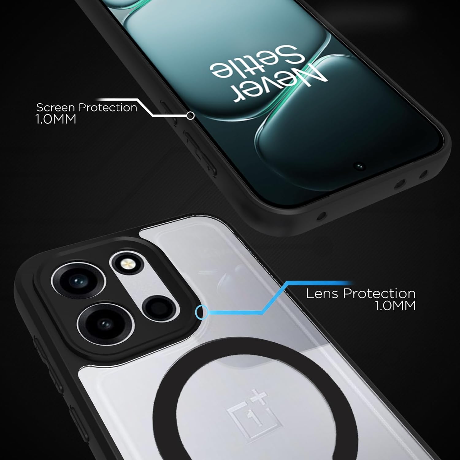 OnePlus Nord 6 5G / Nord CE 6 5G Back Cover Case | Clear Hybrid - Clear Black Magnetic