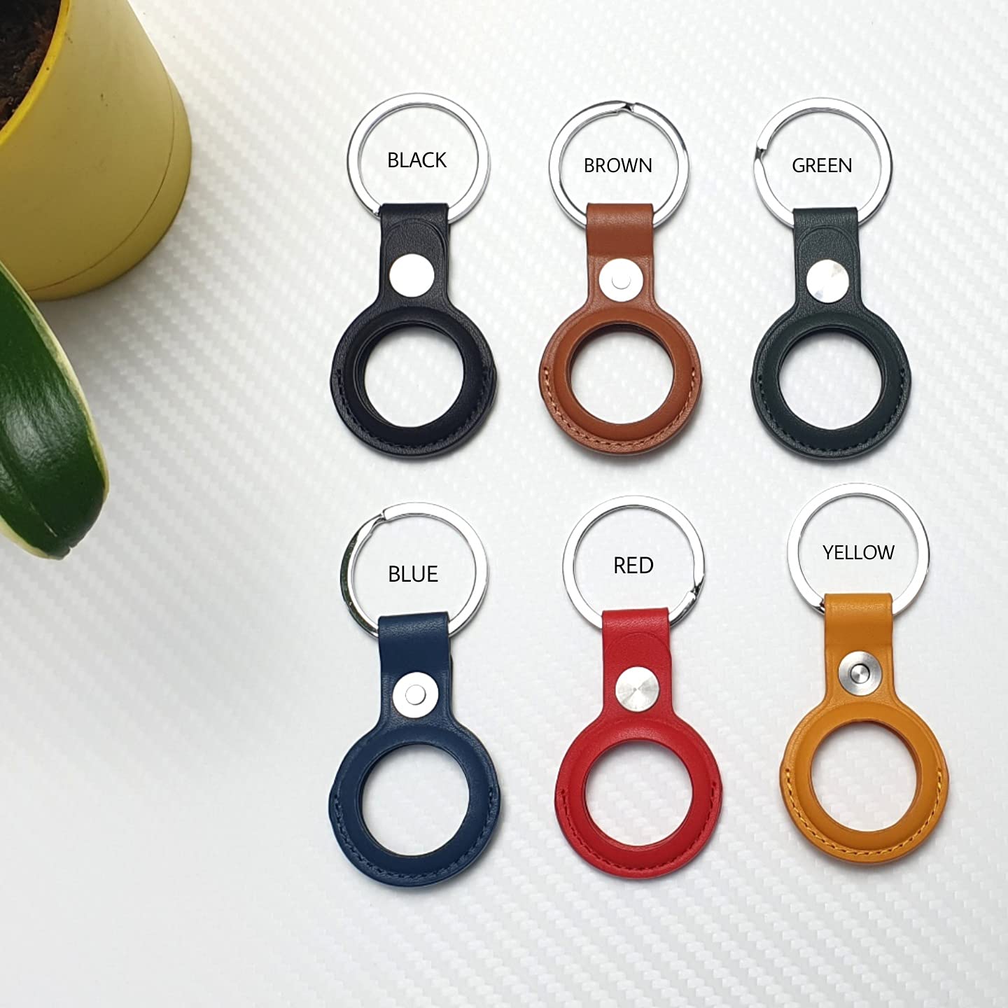 Apple AirTag Leather Key Ring Holder Case - Blue