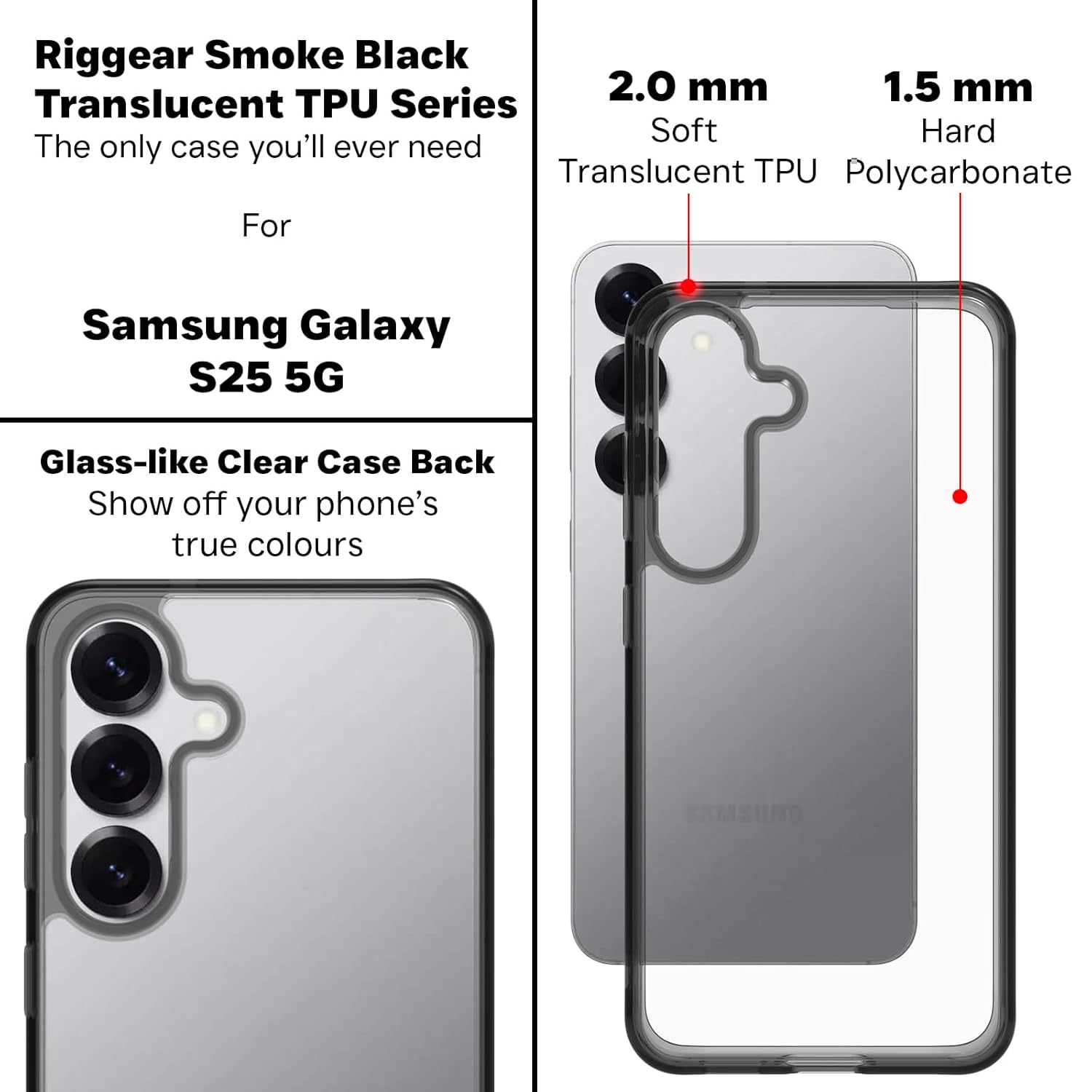 Samsung Galaxy S25 Back Cover Case | Clear Hybrid - Clear Smoke