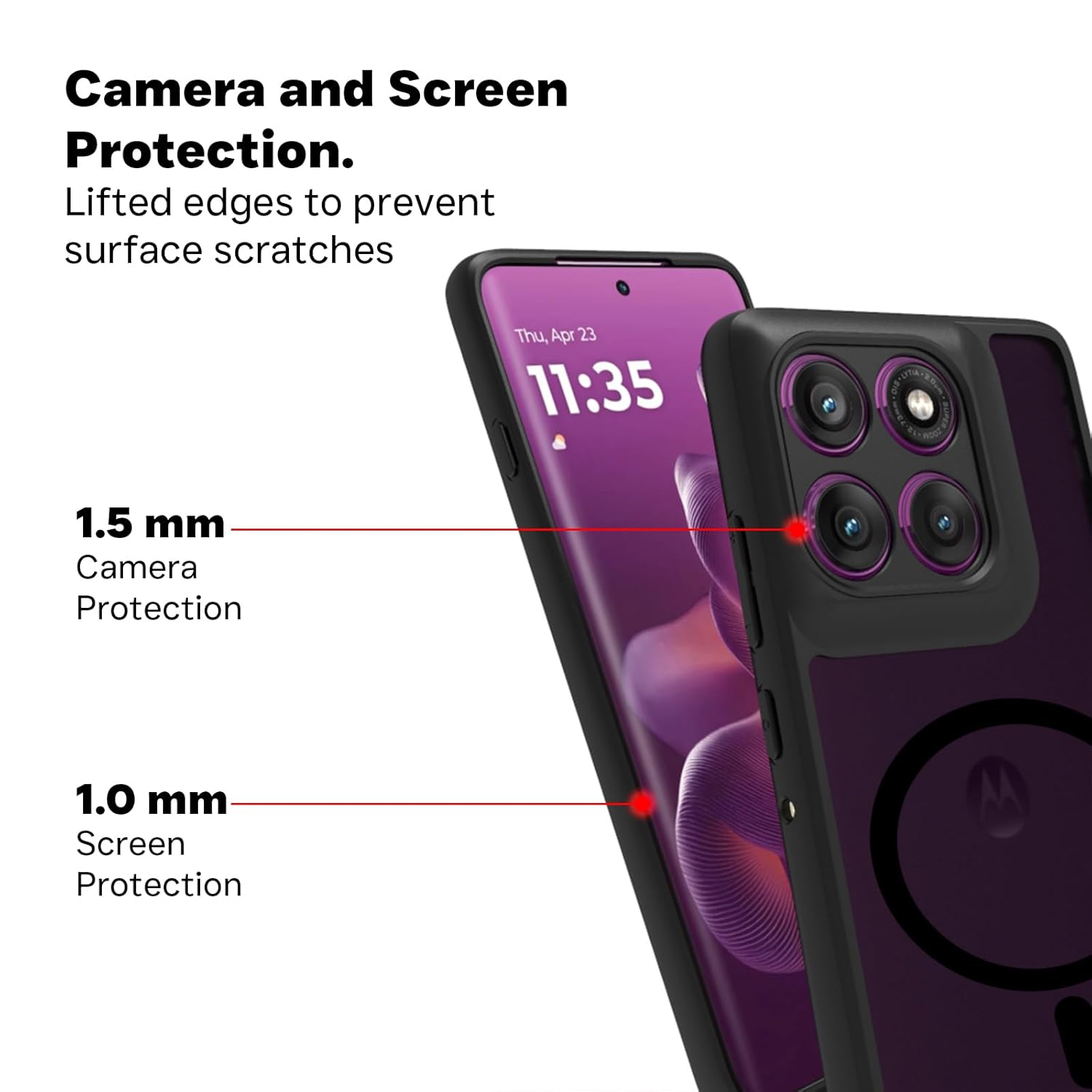 Moto Edge 60 Pro 5G Back Cover Case | Sleek Hybrid - Matte Black Magentic