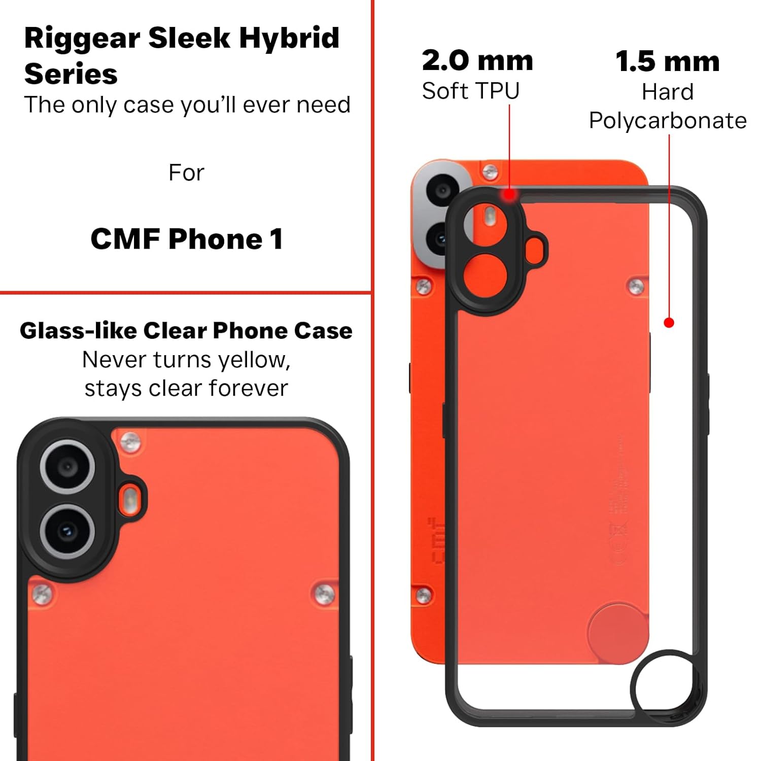 CMF Phone 1 Back Cover Case | Sleek Hybrid - Clear