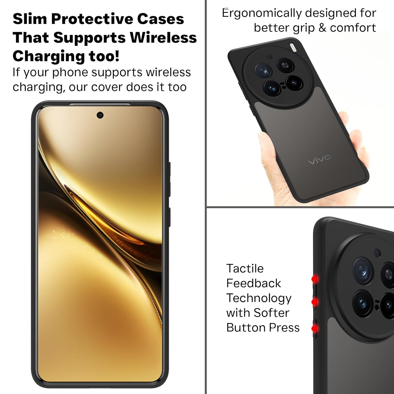VIVO X200 Pro 5G Back Cover Case | Sleek Hybrid - Matte Black