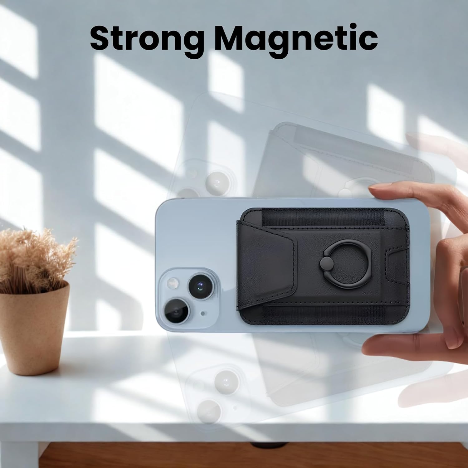 Magnetic Phone Wallet with Grip | Phantom - Black