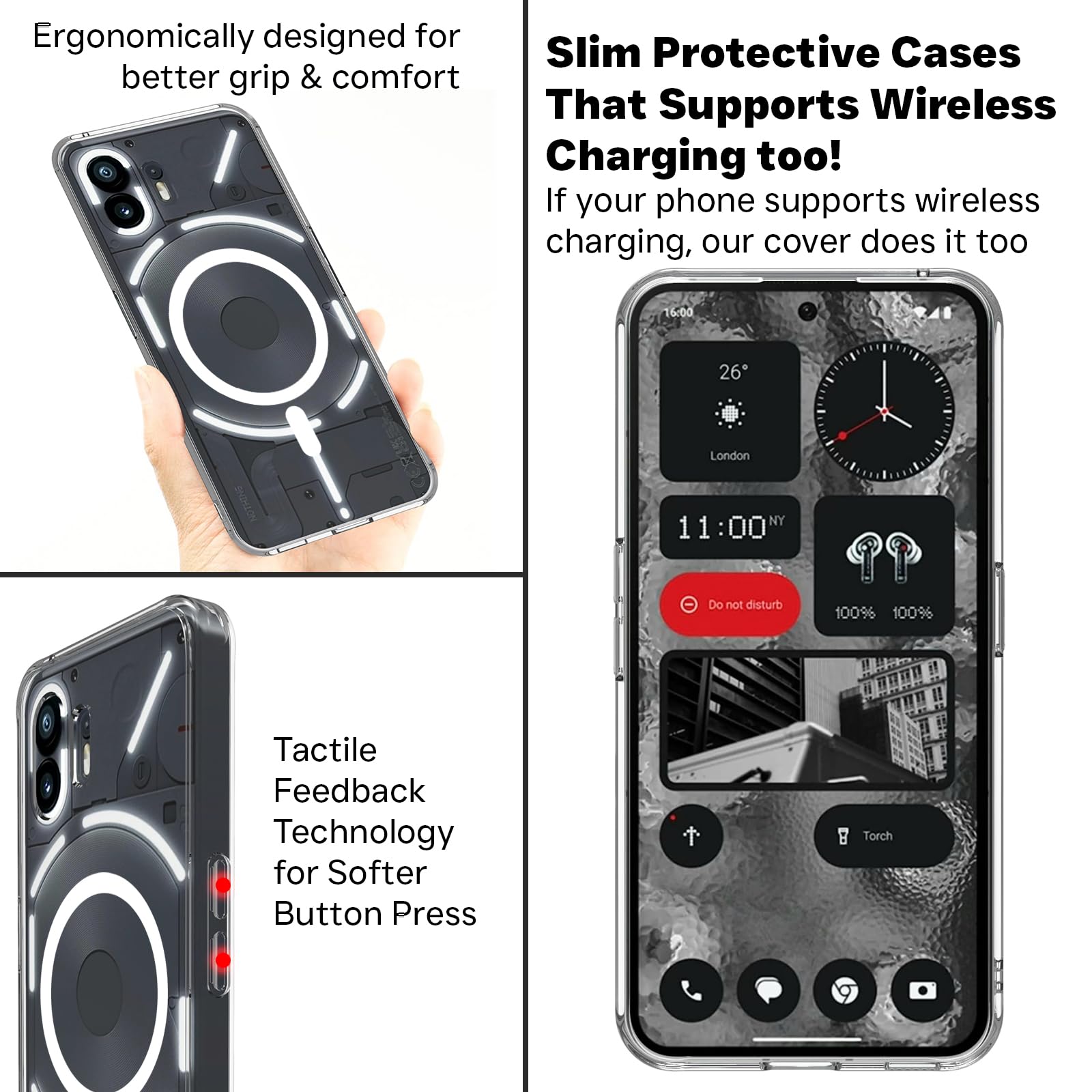 Nothing Phone 2 Back Cover Case | Clear Hybrid - Clear Smoke Magnetic