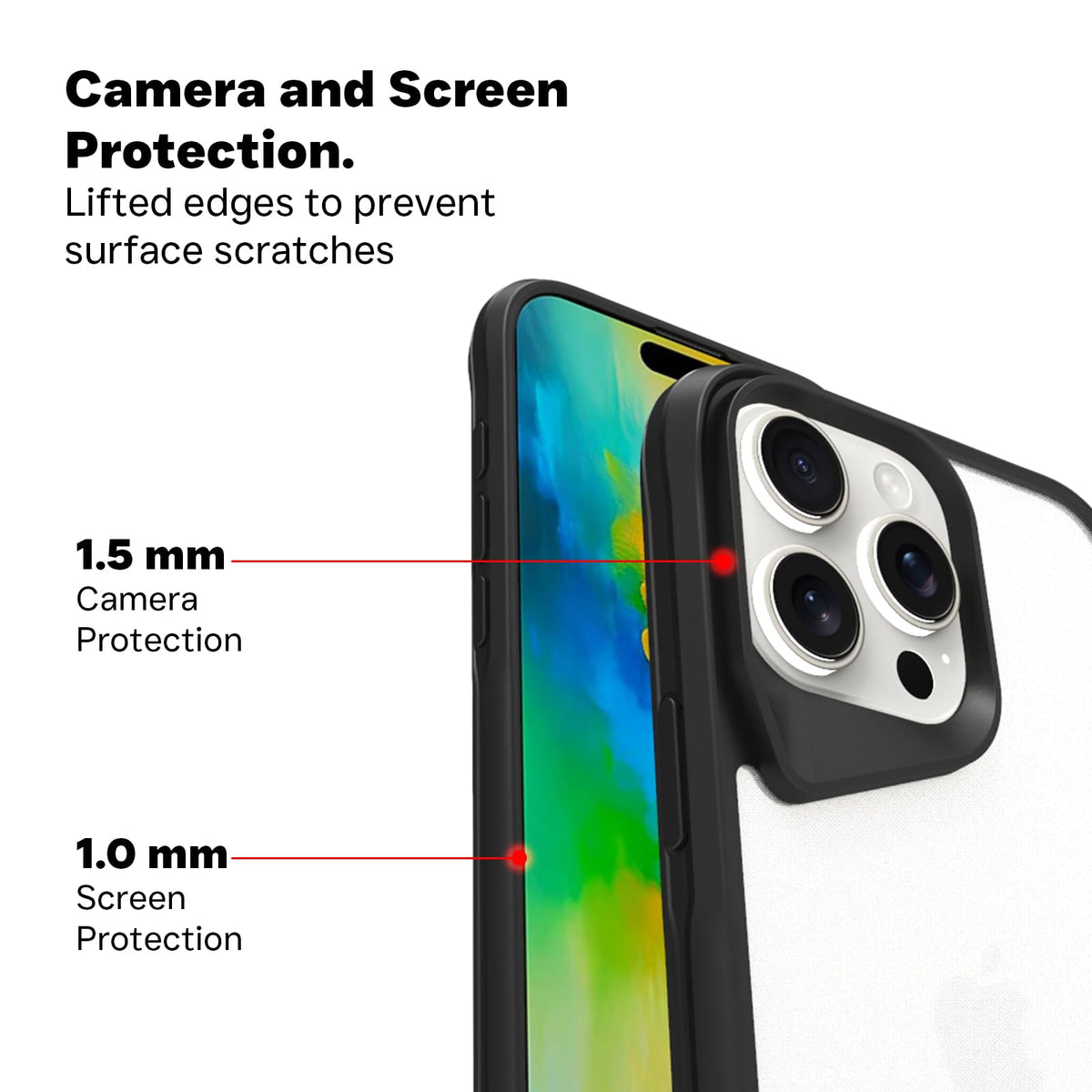 iPhone 16 Pro Max Back Cover Case | Tough Hybrid - Clear Black