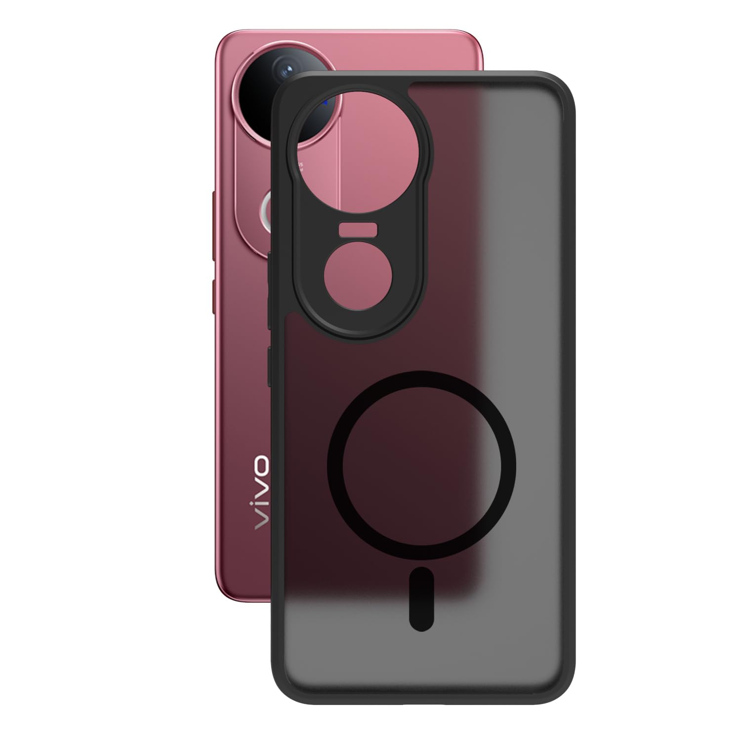 Vivo V50 5G / V50e 5G / iQOO Z10R 5G / Vivo T4R 5G Back Cover Case | Sleek Hybrid - Matte Black  Magentic