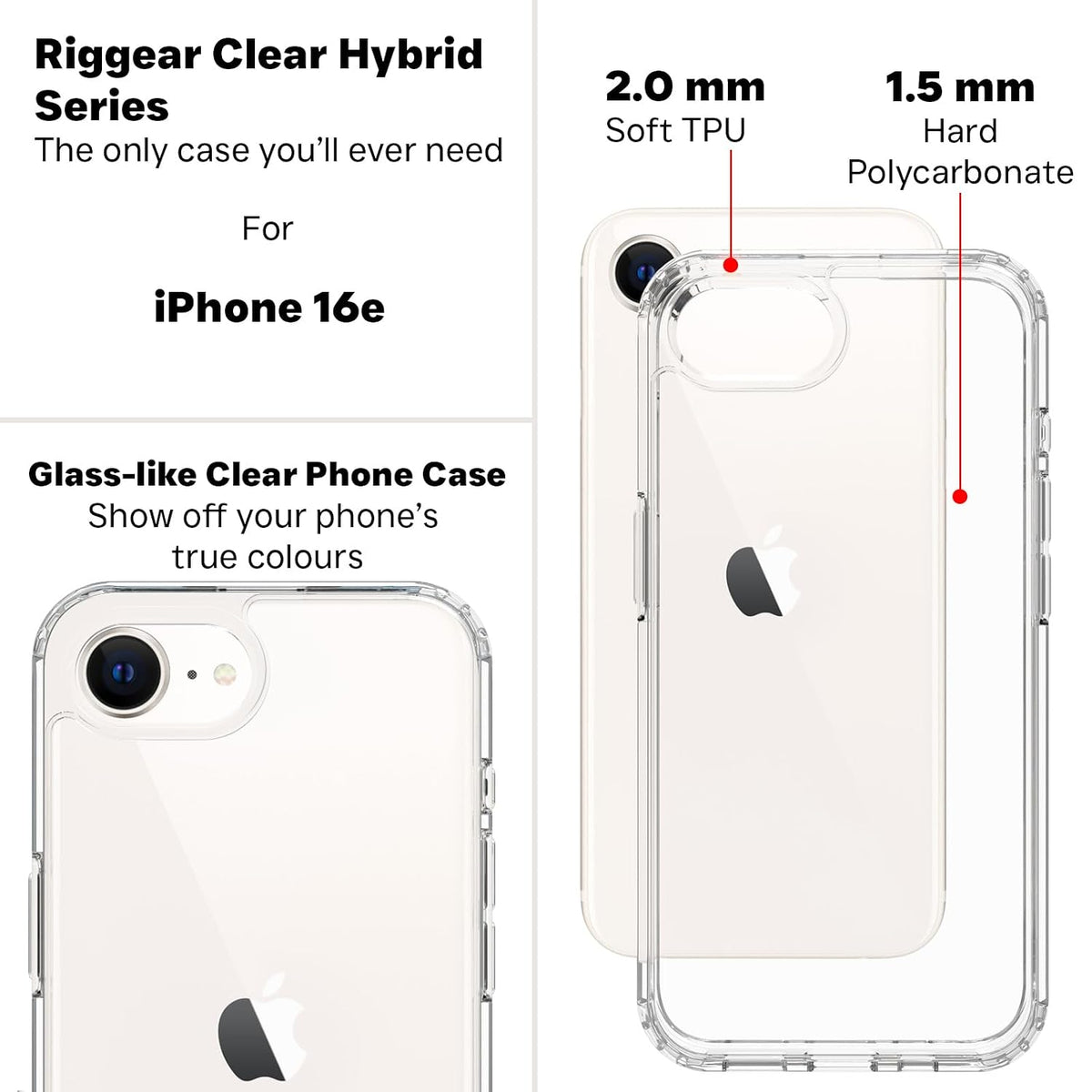 iPhone 17e/ iPhone 16e Back Cover Case | Clear Hybrid - Clear