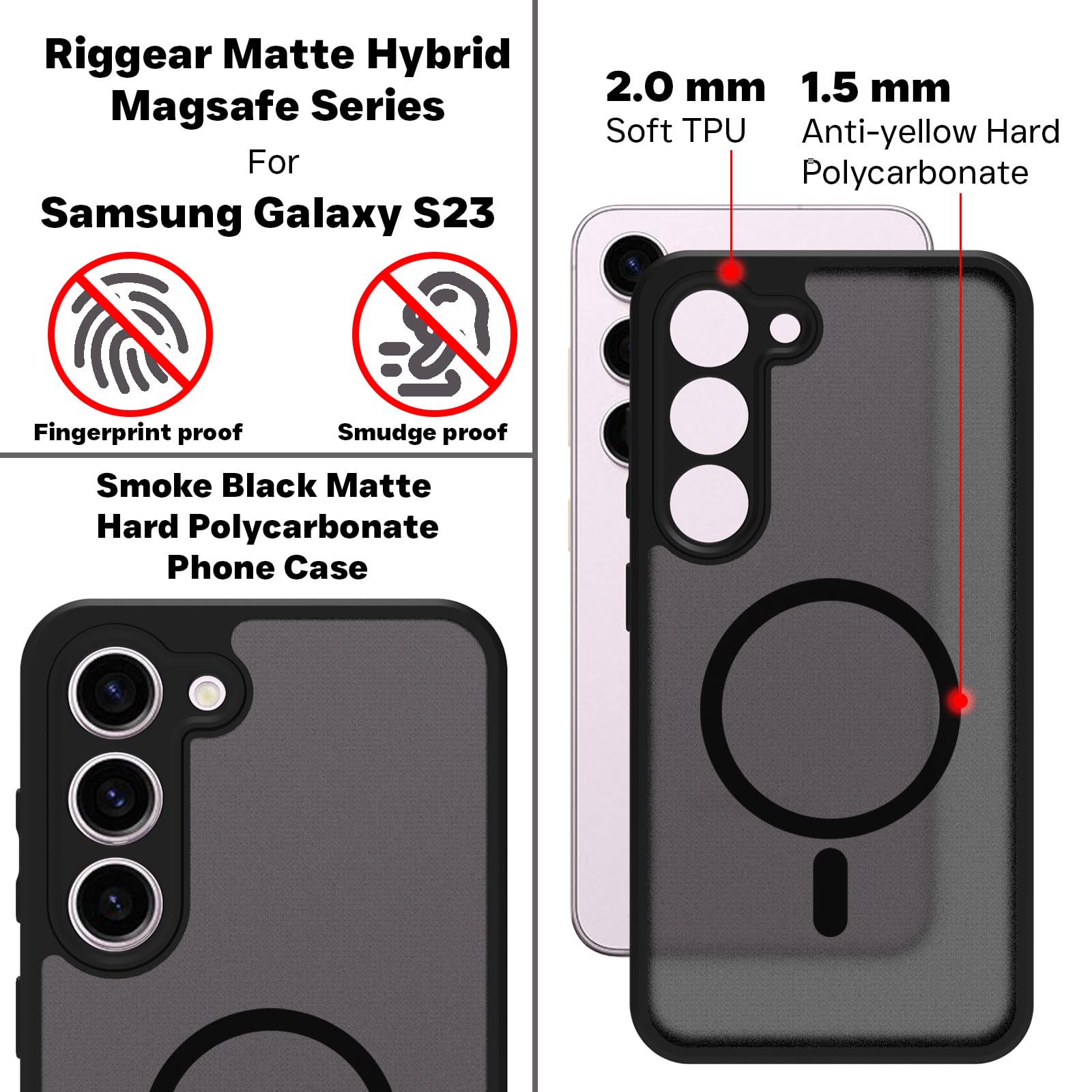 Samsung Galaxy S23 Back Cover Case | Sleek Hybrid - Matte Black Magnetic