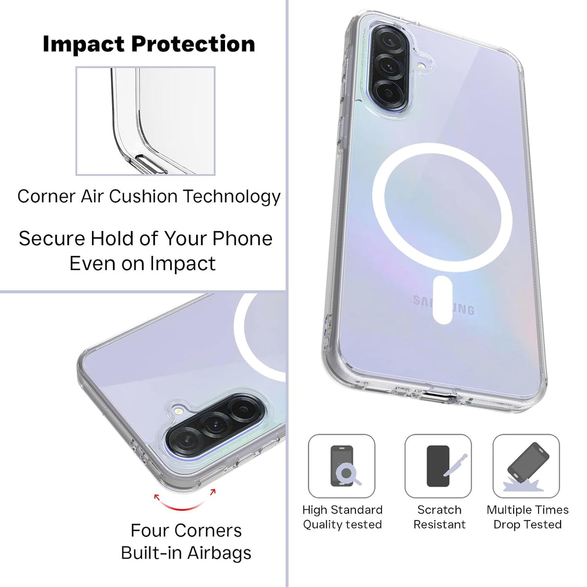 Samsung Galaxy A36 Back Cover Case | Clear Hybrid - Clear Magnetic