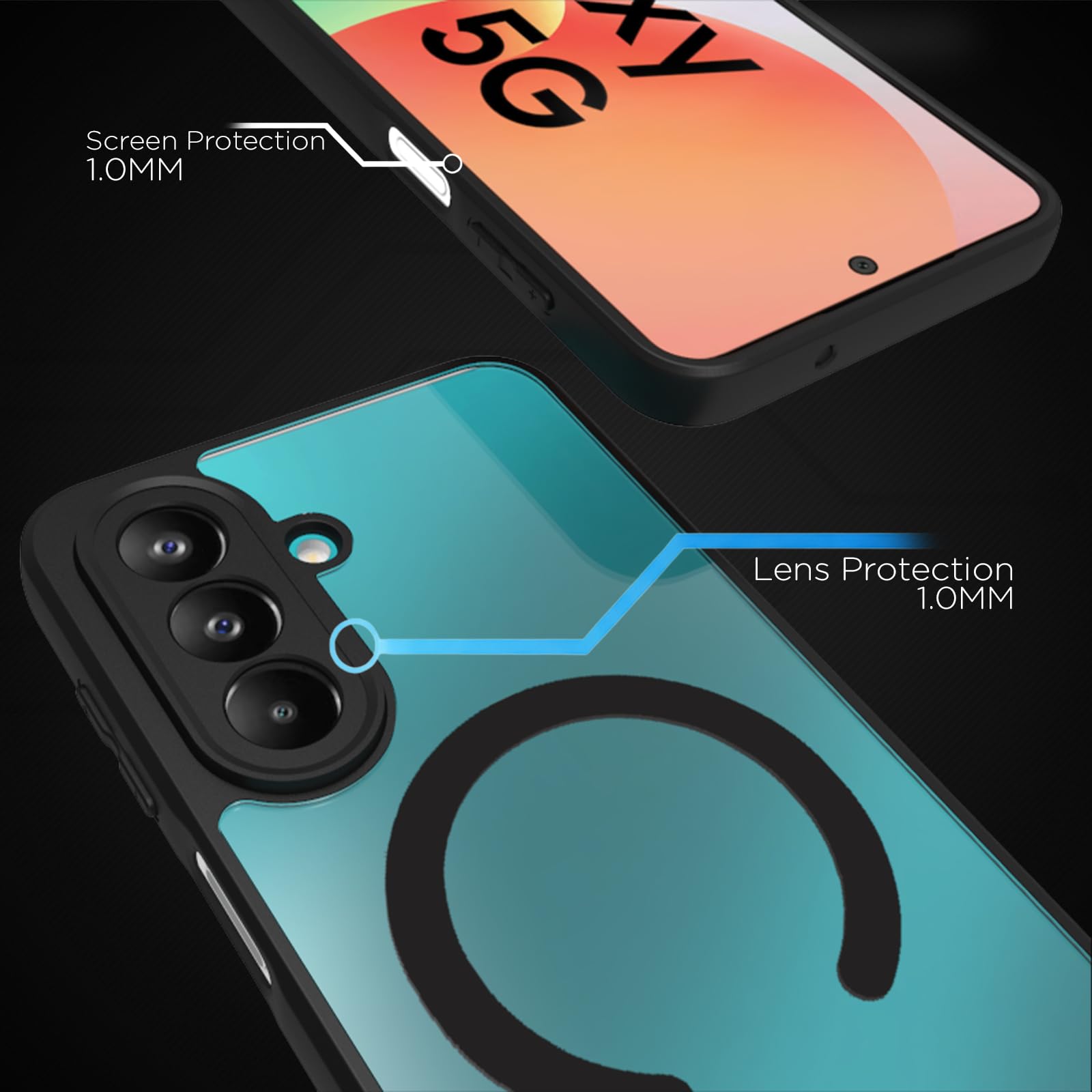 Samsung Galaxy M47 Back Cover Case | Sleek Hybrid - Clear Black Magnetic