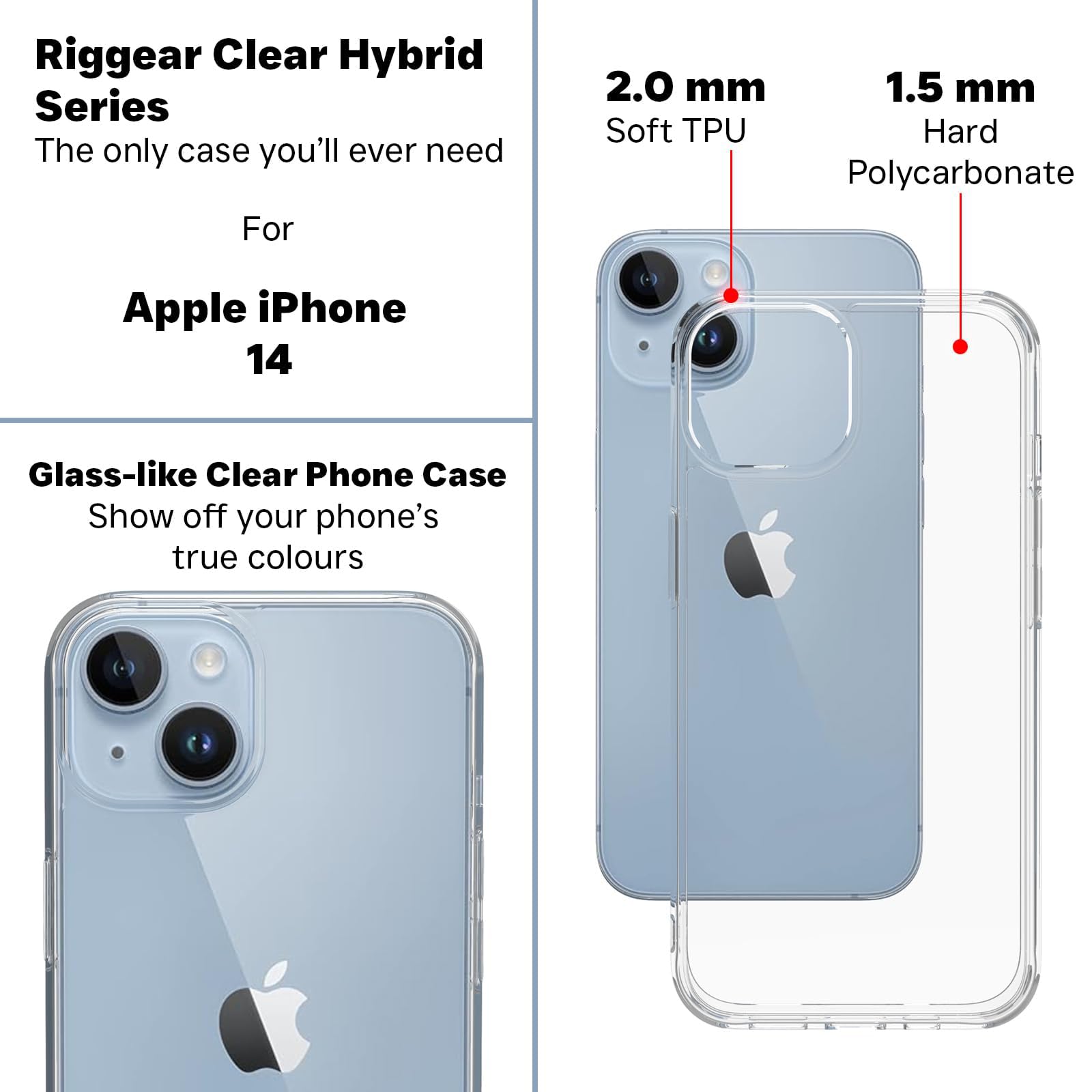 iPhone 14 Back Cover Case | Clear Hybrid - Clear