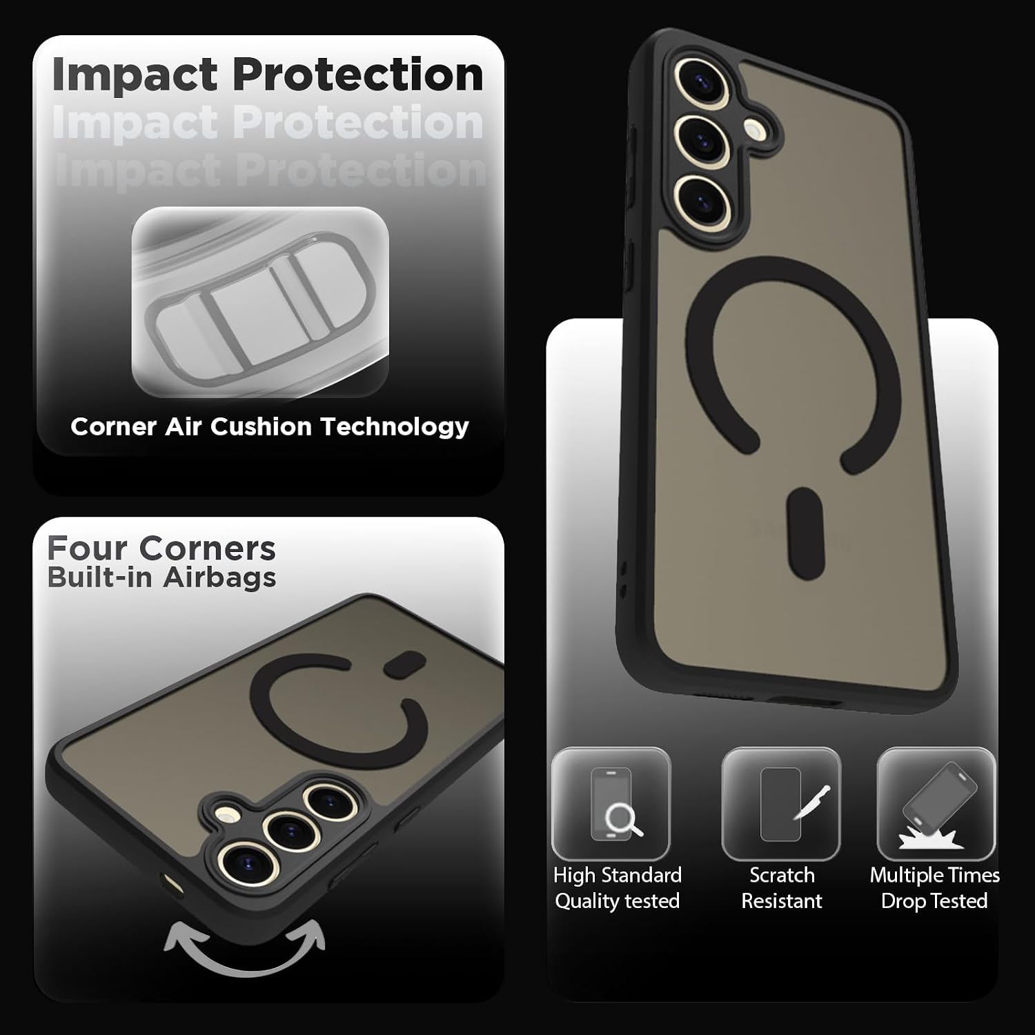 Samsung Galaxy S24 Back Cover Case | Sleek Hybrid - Matte Black Magnetic