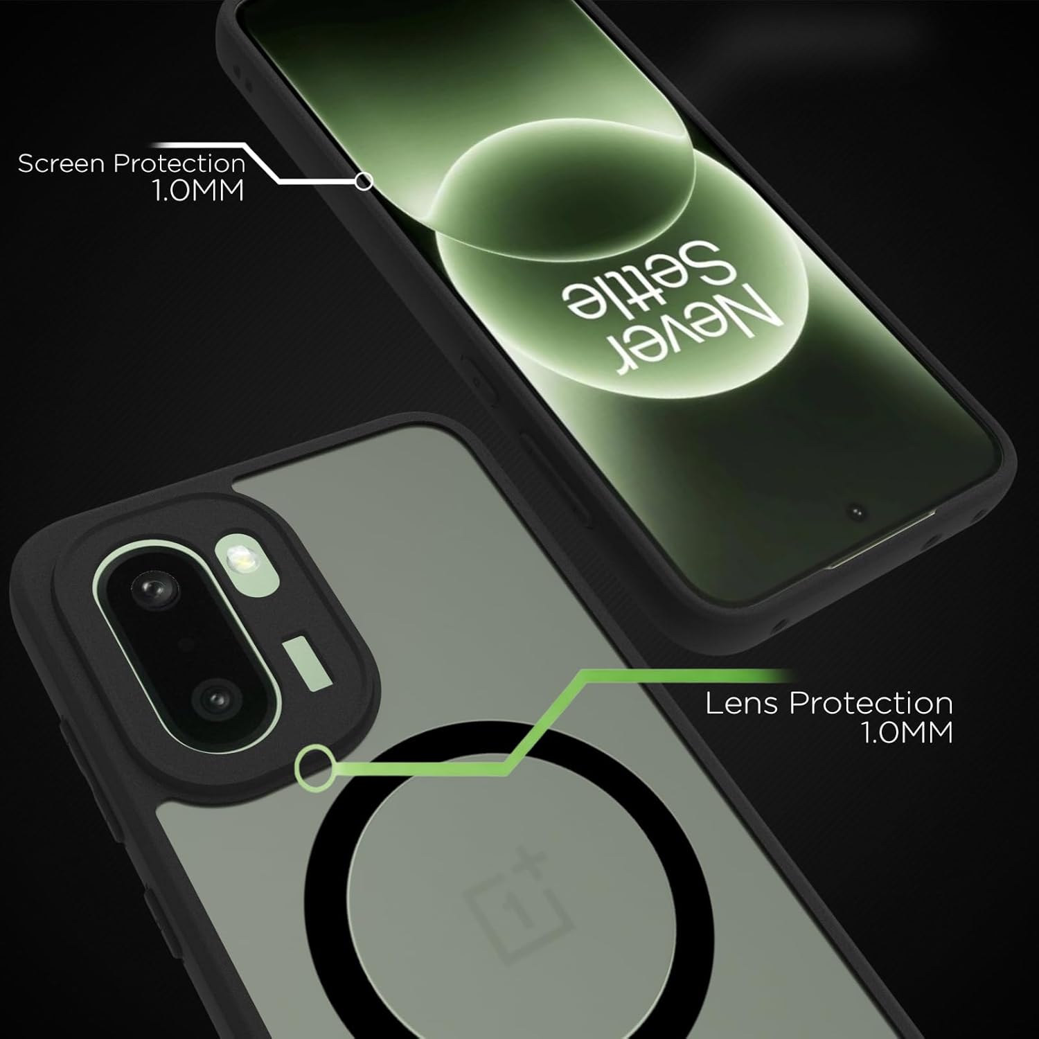 OnePlus 15R 5G Back Cover Case | Sleek Hybrid - Matte Black Magnetic
