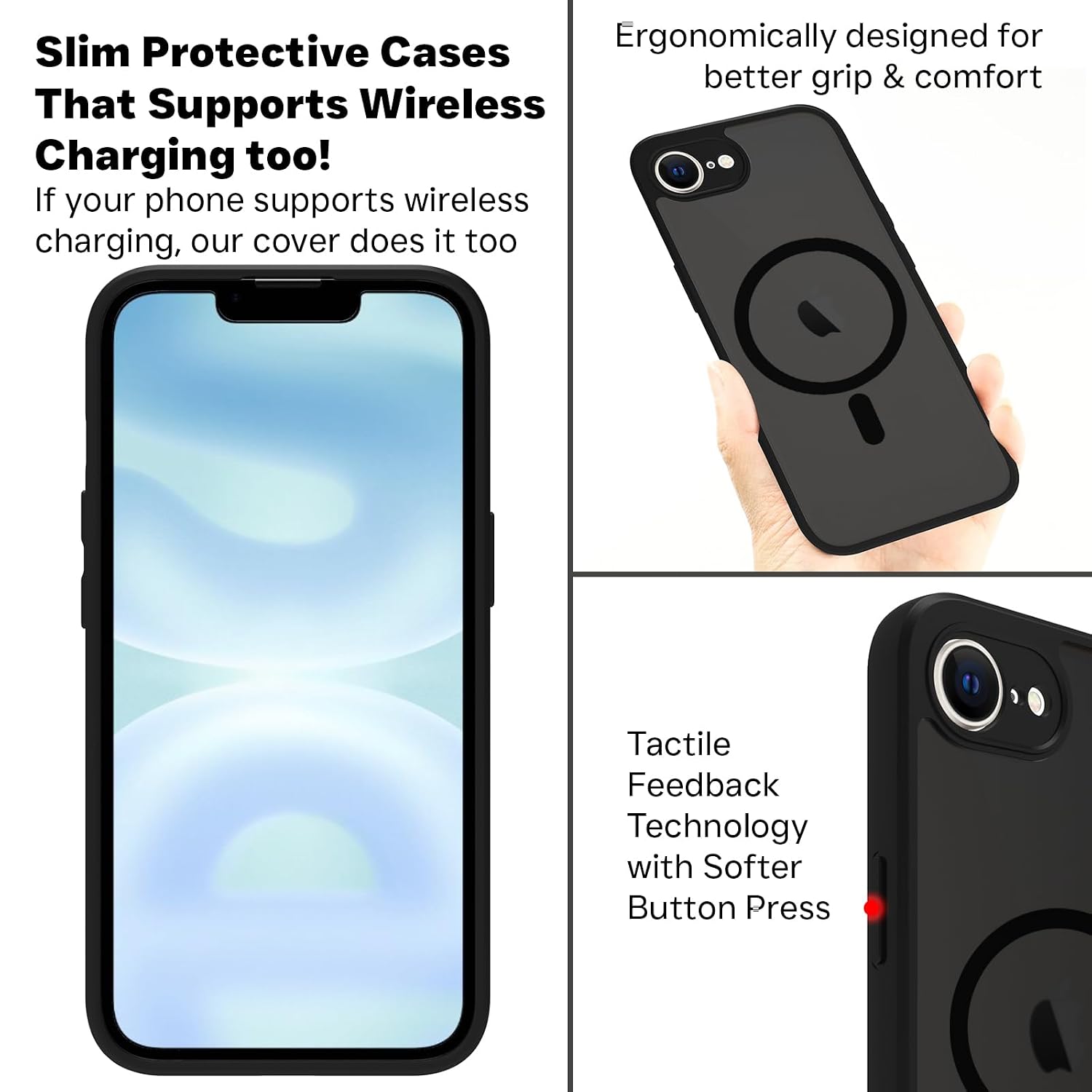 iPhone 16e / iPhone 17e Back Cover Case | Sleek Hybrid - Matte Black Magnetic