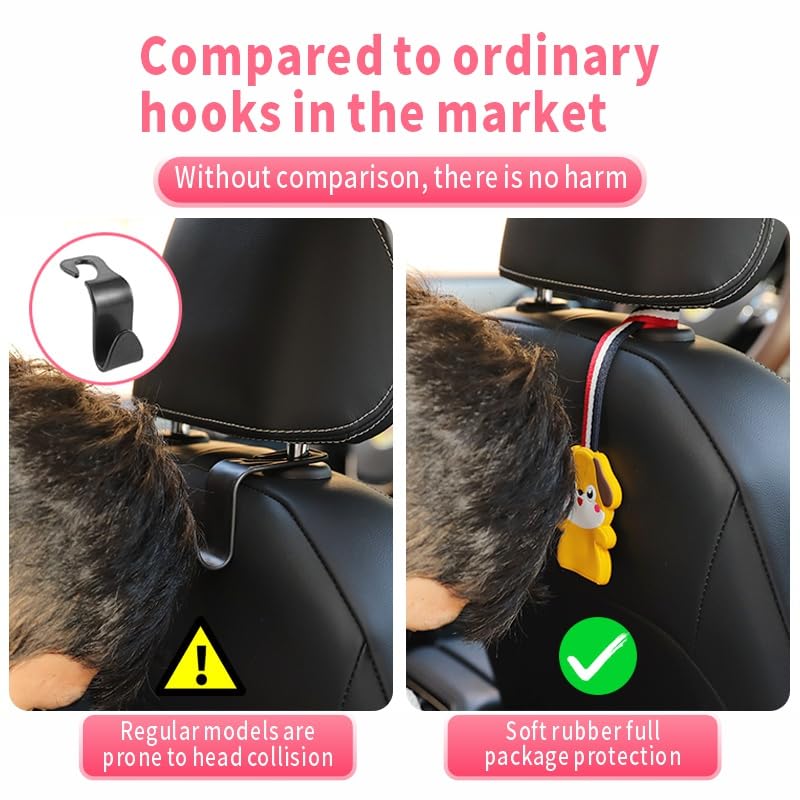 Car Headrest Hooks | Universal Back Seat Hanger for Bags & Accessories - Pack of 2
