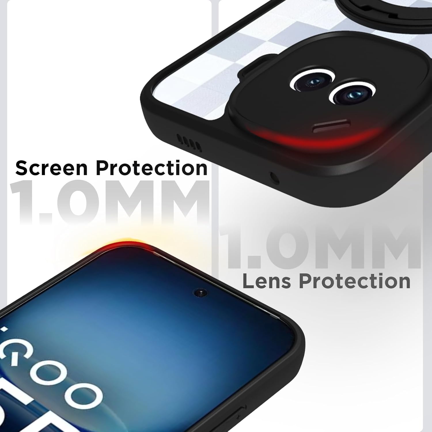 iQOO 15R 5G Ring Stand Back Cover Case | Clear Hybrid - Clear Black Magnetic