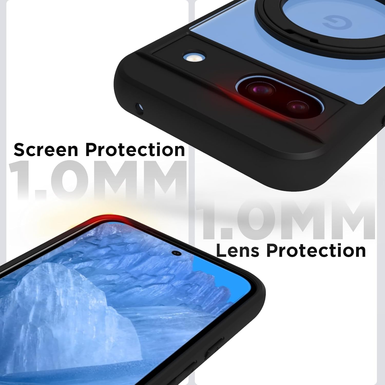 Google Pixel 8A Back Cover Case | Clear Hybrid - Clear Black Magnetic