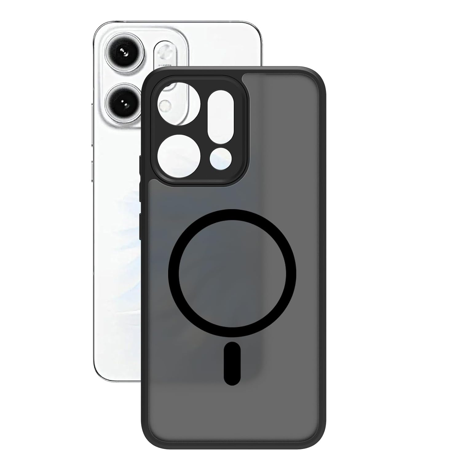 Oppo Reno 14 Pro Back Cover Case | Sleek Hybrid - Matte Black Magnetic