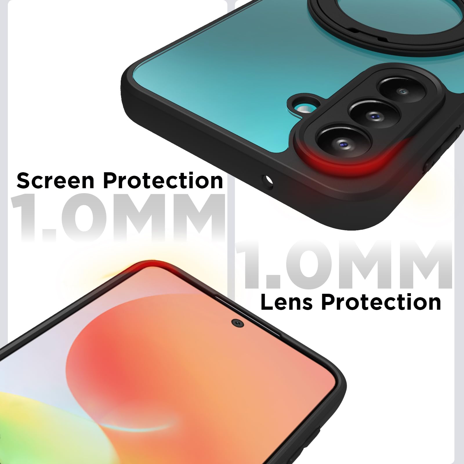 Samsung Galaxy M47 Ring Stand Back Cover Case | Sleek Hybrid - Matte Black Magnetic