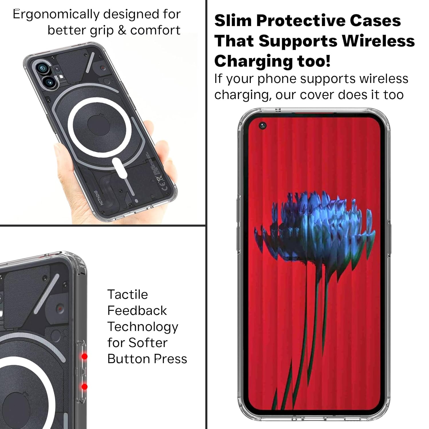 Nothing Phone 1 Back Cover Case | Clear Hybrid - Clear Smoke Magnetic