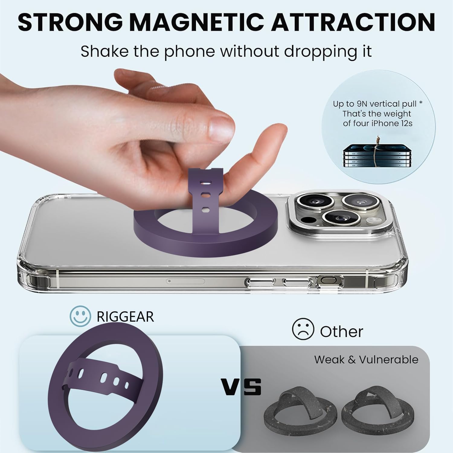 MagSafe Silicone Phone Grip | Finger Loop Holder - Silcy Purple