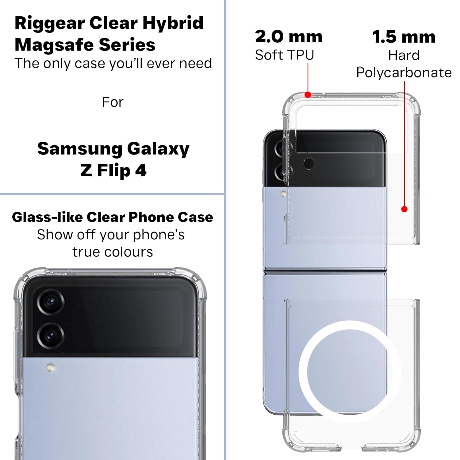 Samsung Galaxy Z Flip 4 Back Cover Case | Clear Hybrid - Clear Magnetic