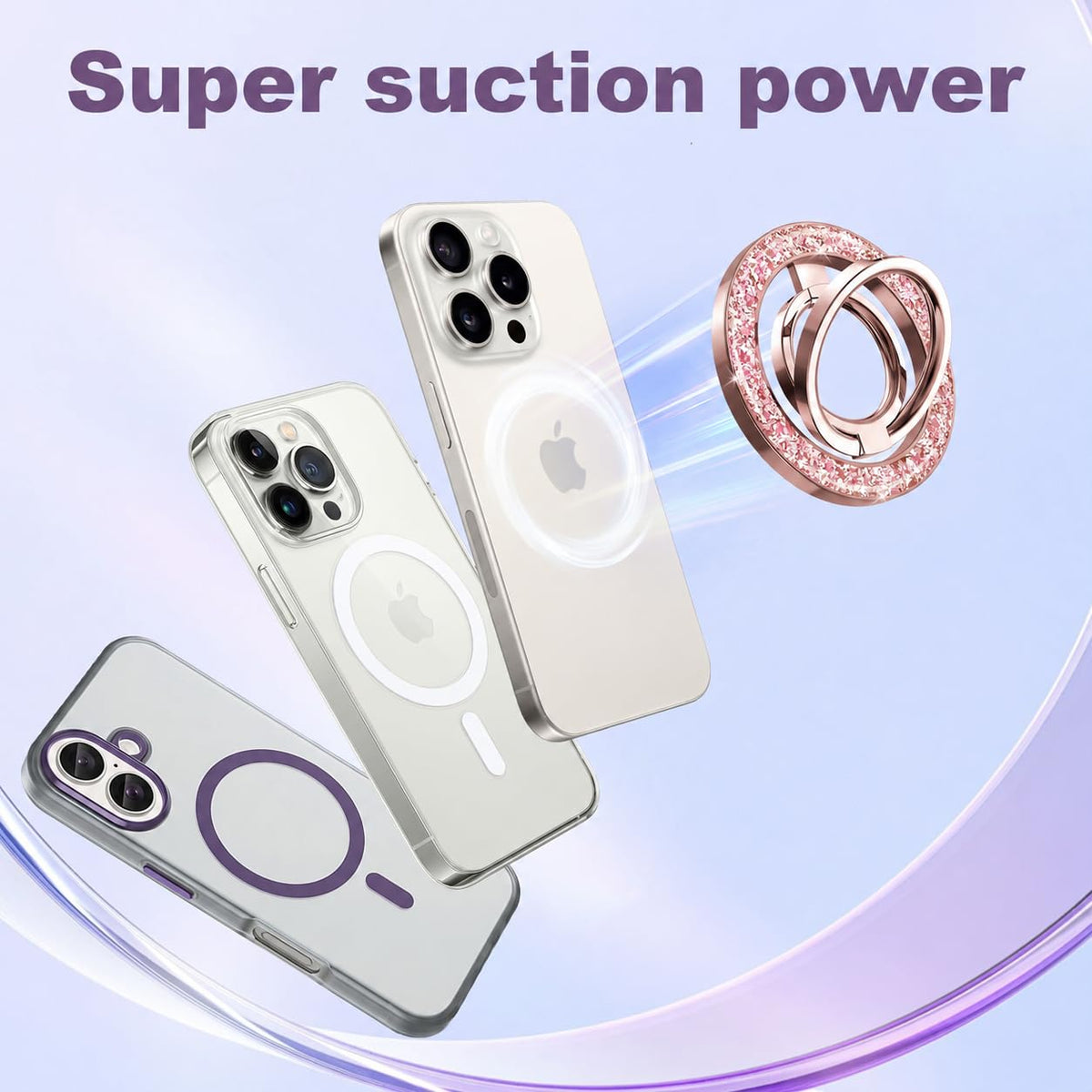 Magnetic Phone Grip & Stand | 2-in-1 Dual Ring Holder - Gold Sparkle