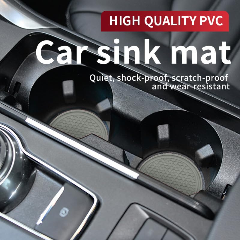 Universal Cup Holder Coasters | Anti-Slip Washable Car Cup Holder Inserts - Grey