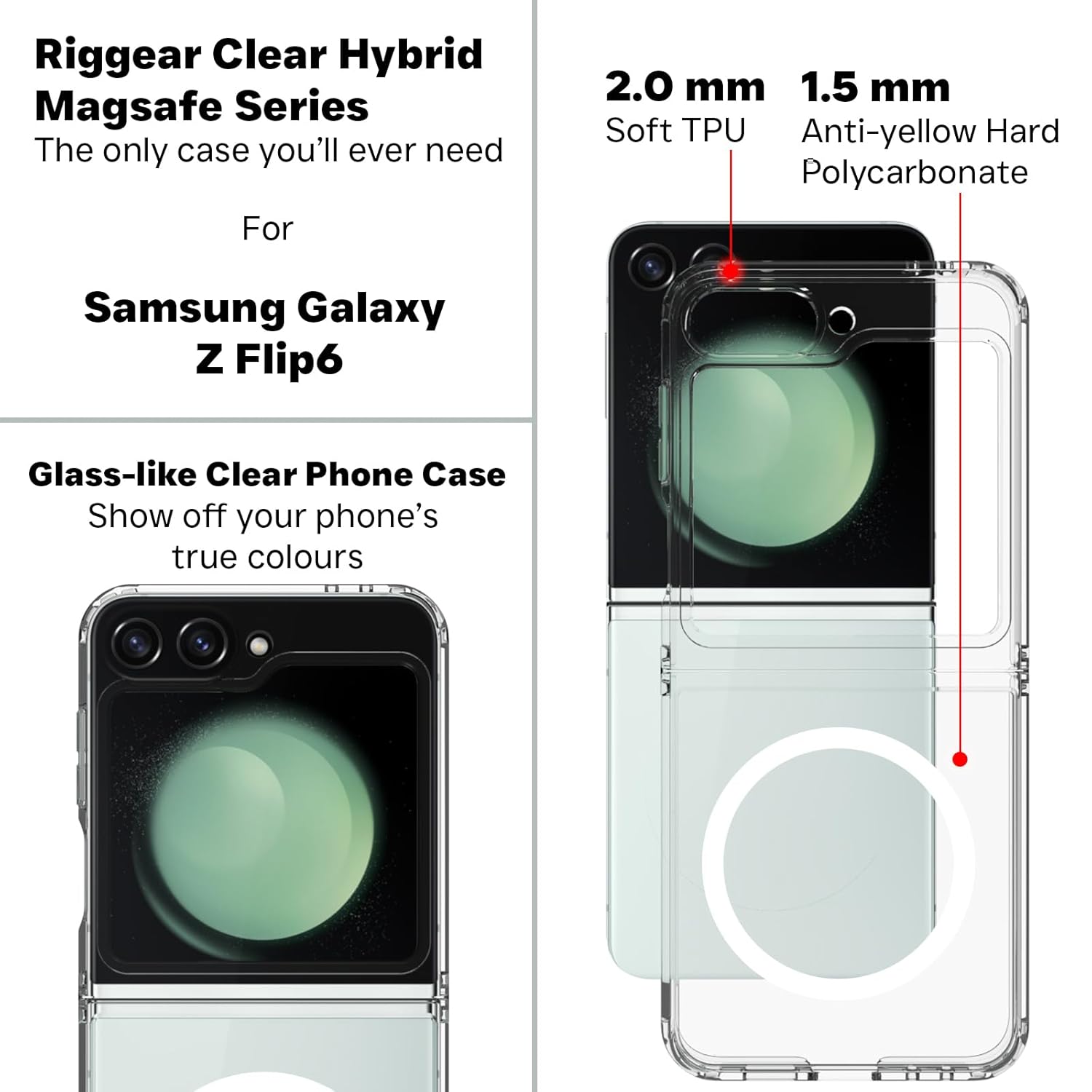 Samsung Galaxy Z Flip 6 / Z Flip 7 FE Back Cover Case | Clear Hybrid - Clear