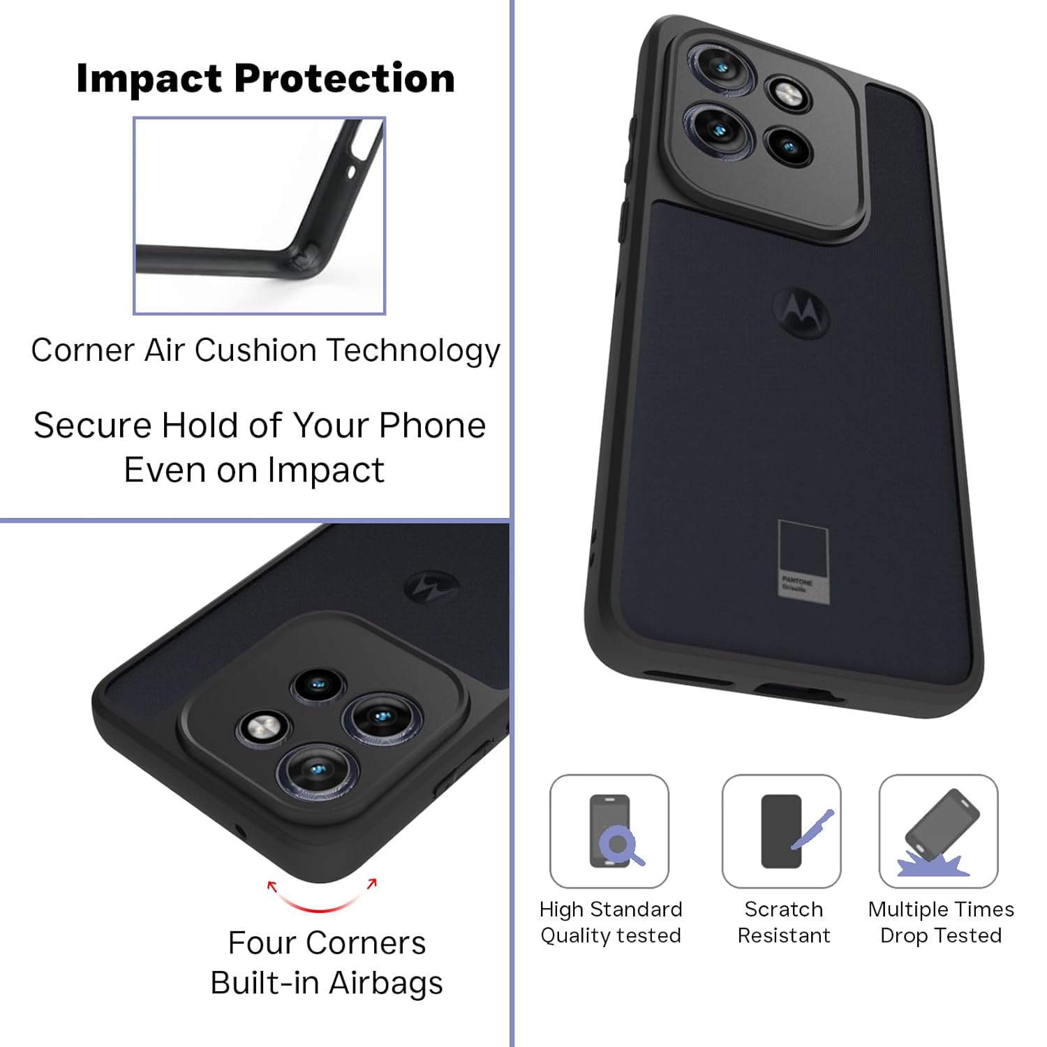 Moto Edge 50 Neo 5G Back Cover Case | Sleek Hybrid - Smoke Black