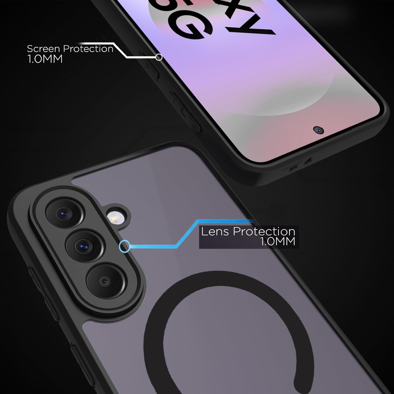 Samsung Galaxy A37 5G Back Cover Case | Sleek Hybrid - Matte Black Magnetic