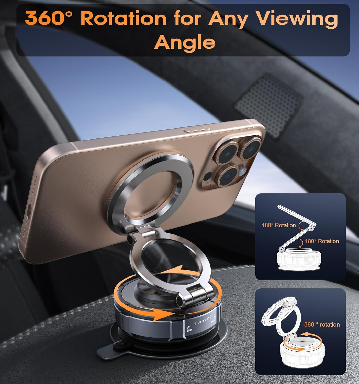 Magnetic Car Mobile Holder | 360 Degree Suction Cup Mount
