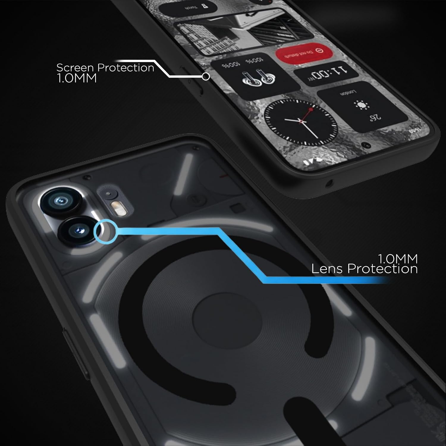 Nothing Phone 2 Back Cover Case | Sleek Hybrid - Matte Black Magnetic