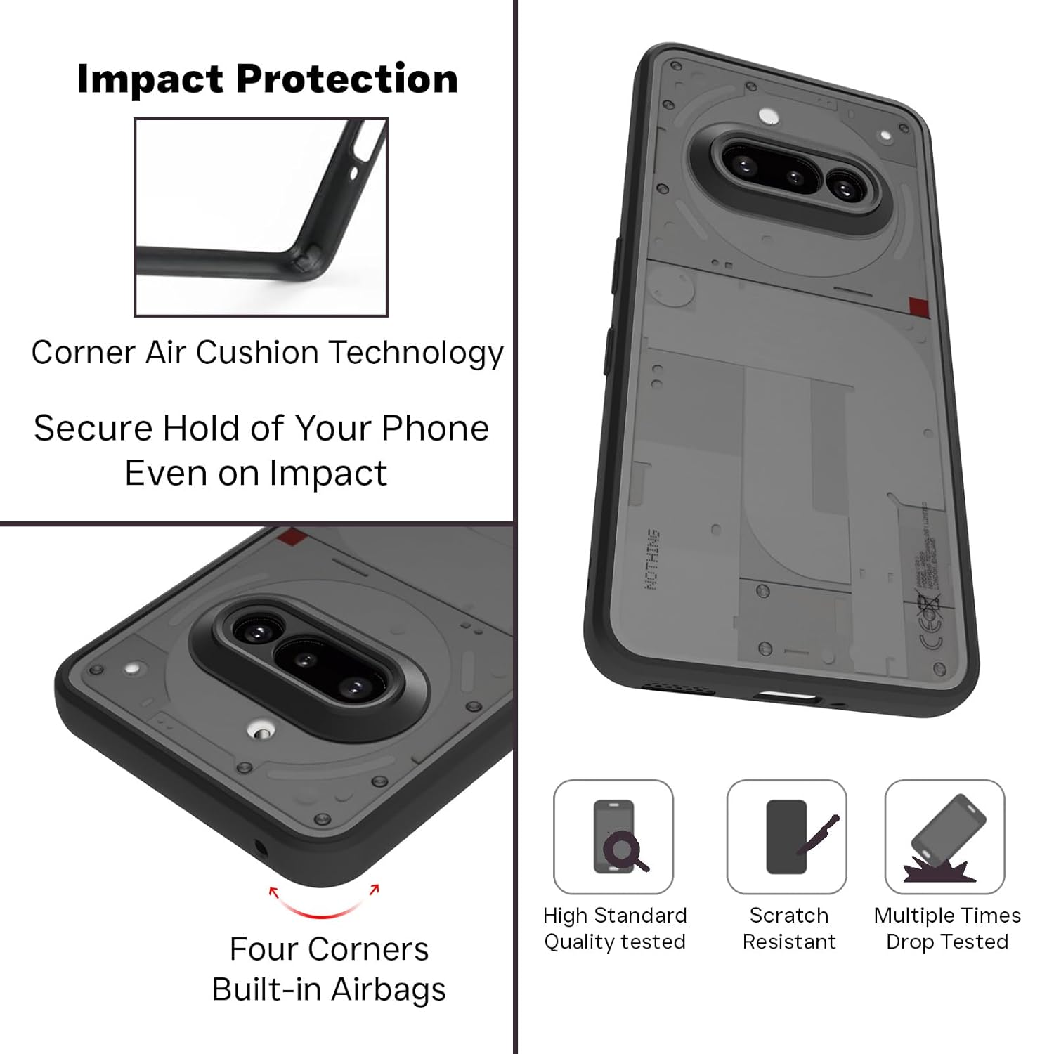 Nothing Phone 3a Back Cover Case | Sleek Hybrid - Matte Black