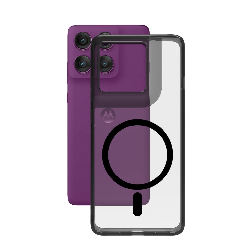 Motorola Edge 60 Pro 5G Back Cover Case | Clear Hybrid - Clear Black Magnetic